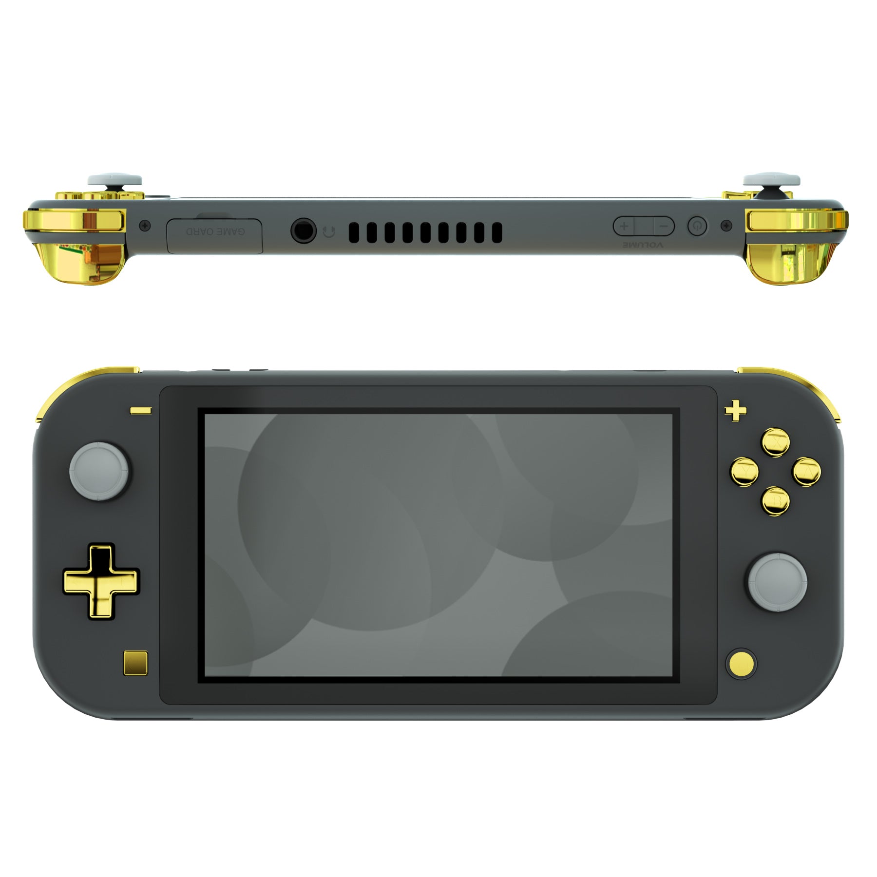 eXtremeRate Chrome Gold Glossy Replacement Button Kit for Nintendo Switch Lite - Full Set ABXY, D-Pad, Home, Capture, Plus/Minus, L/R, ZL/ZR Triggers with Tools | DIY Repair & Customization for Enhanced Gaming Experience