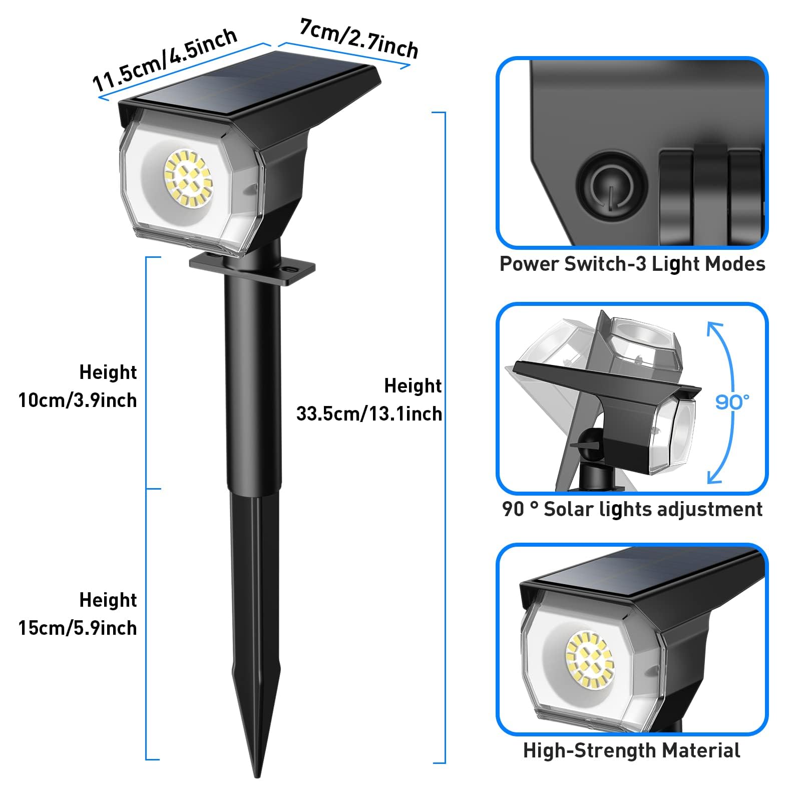 Solar Powered Outdoor Lights Waterproof - 6 Pack Cool White Garden Spot Lights with Auto On/Off & 3 Lighting Modes - Perfect for Pathway, Patio, Yard, and Landscape Decoration