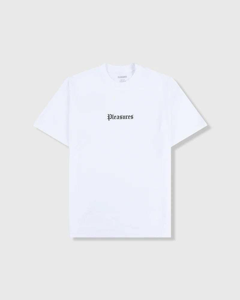 PLEASURES White Burn Again T-Shirt - Vintage Graphic Tee for Men & Women - Perfect for Streetwear, Casual Outfits & Music Festivals