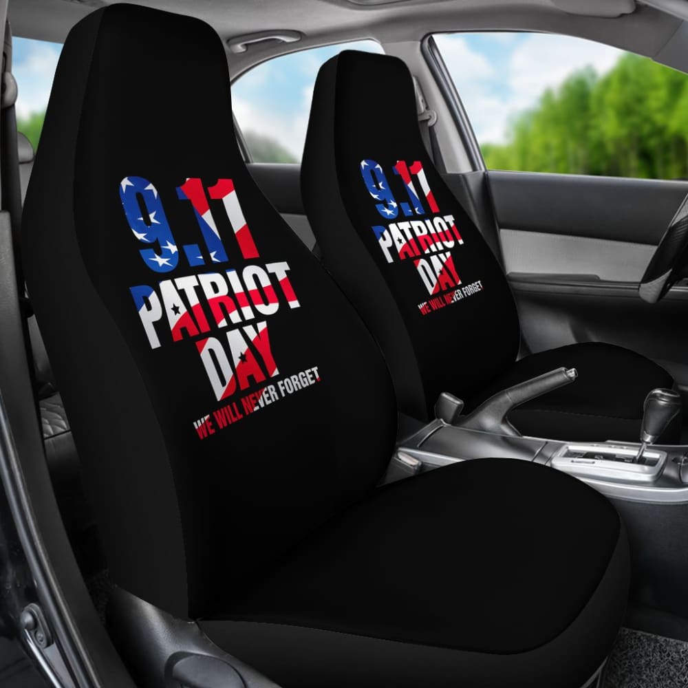 09.11 Never Forget Patriotic Car Seat Covers - Premium Custom Fit for Most Vehicles - Perfect for Memorial Day, 4th of July & American Pride Events