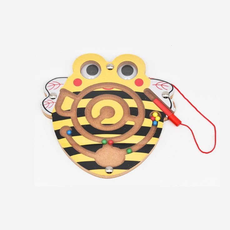 WITTY POPS Wooden Magnetic Maze Toys for Toddlers - Educational Brain Development Puzzle Games for Kids - Perfect Birthday & Return Gifts (Bumble Bee Design) - Fun Learning Activities for Preschool & Travel Play