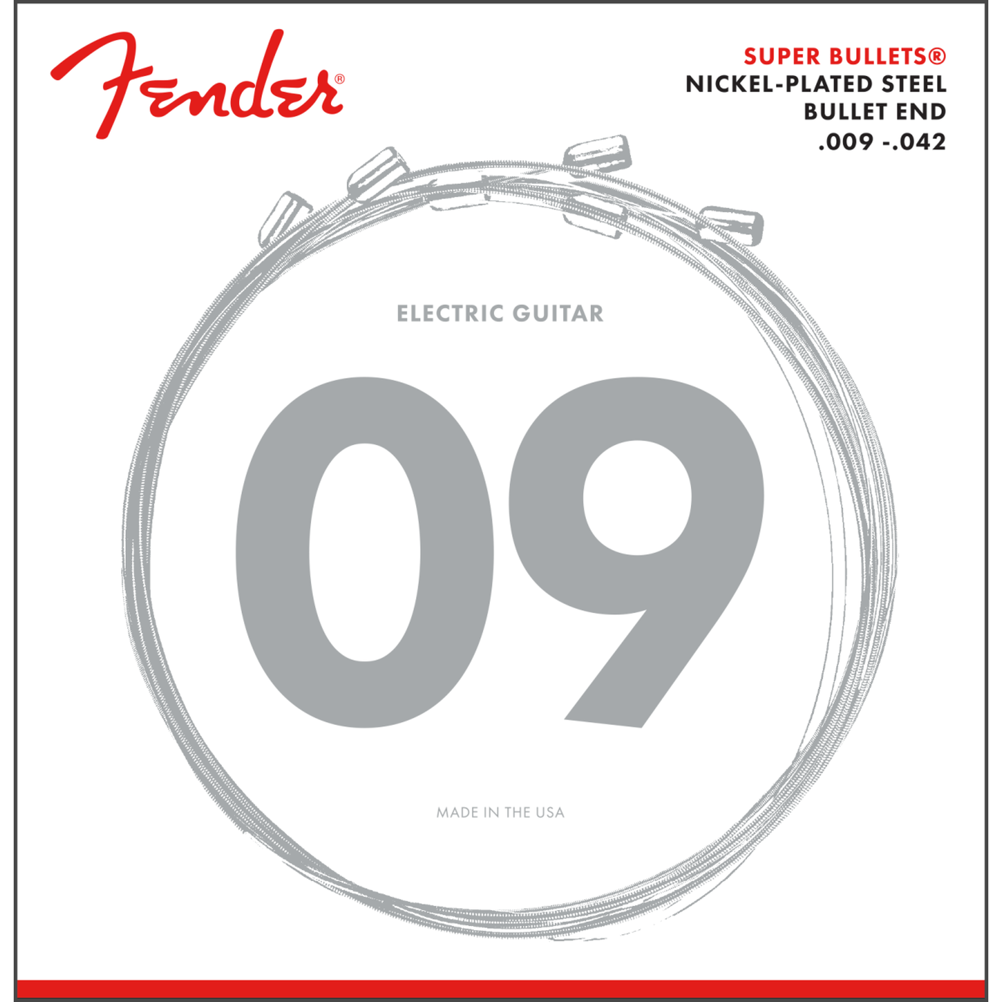 Fender 3250 Super Bullet Electric Guitar Strings 9-42 Gauge - Premium Nickel Plated Steel for Rock, Blues & Metal - Perfect for Stage Performance & Studio Recording