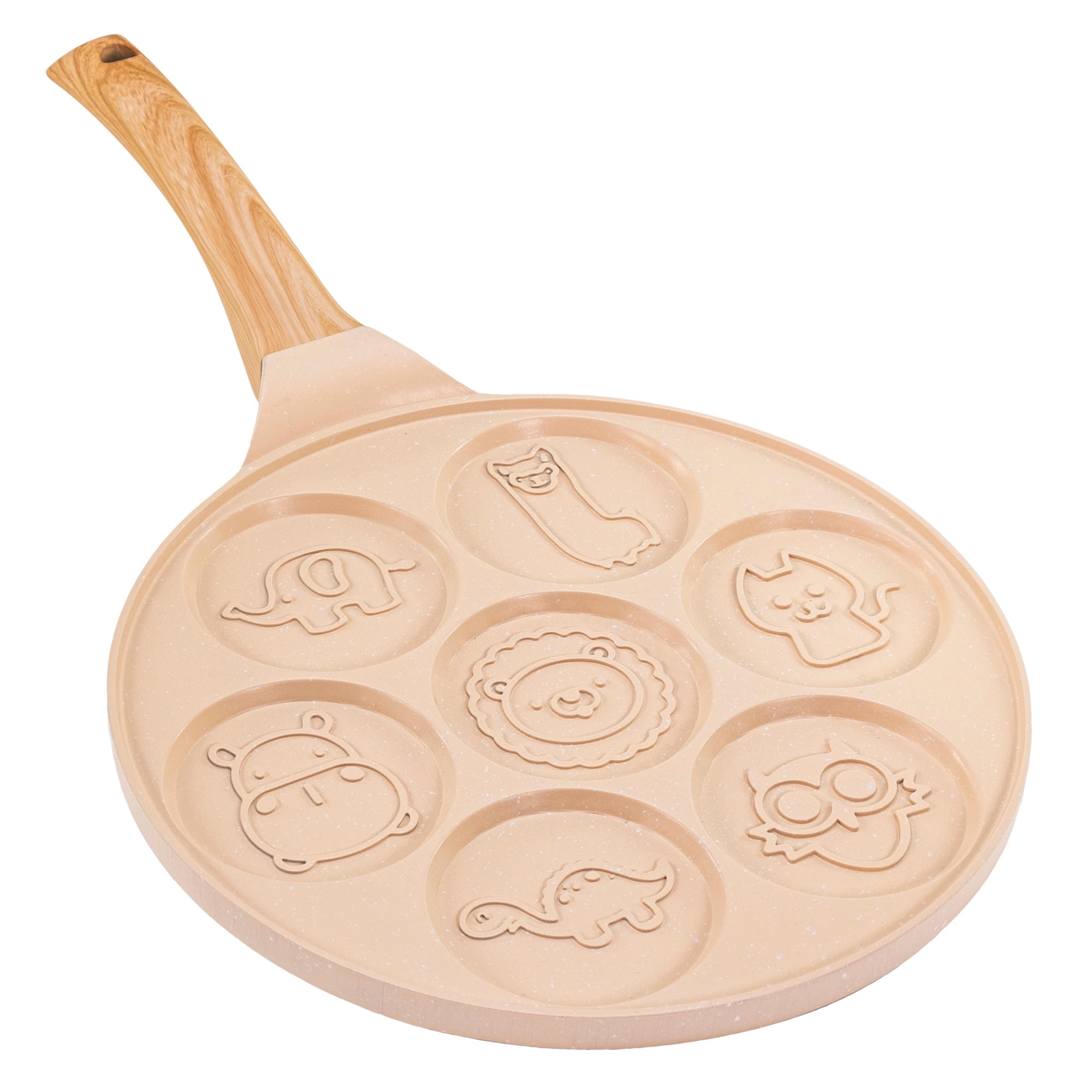 Erreke Non-Stick Pancake Pan with Fun Emoji Faces - 26cm Beige Skillet for Pancakes, Induction & All Cooktops - Perfect for Kids Breakfast & Family Cooking
