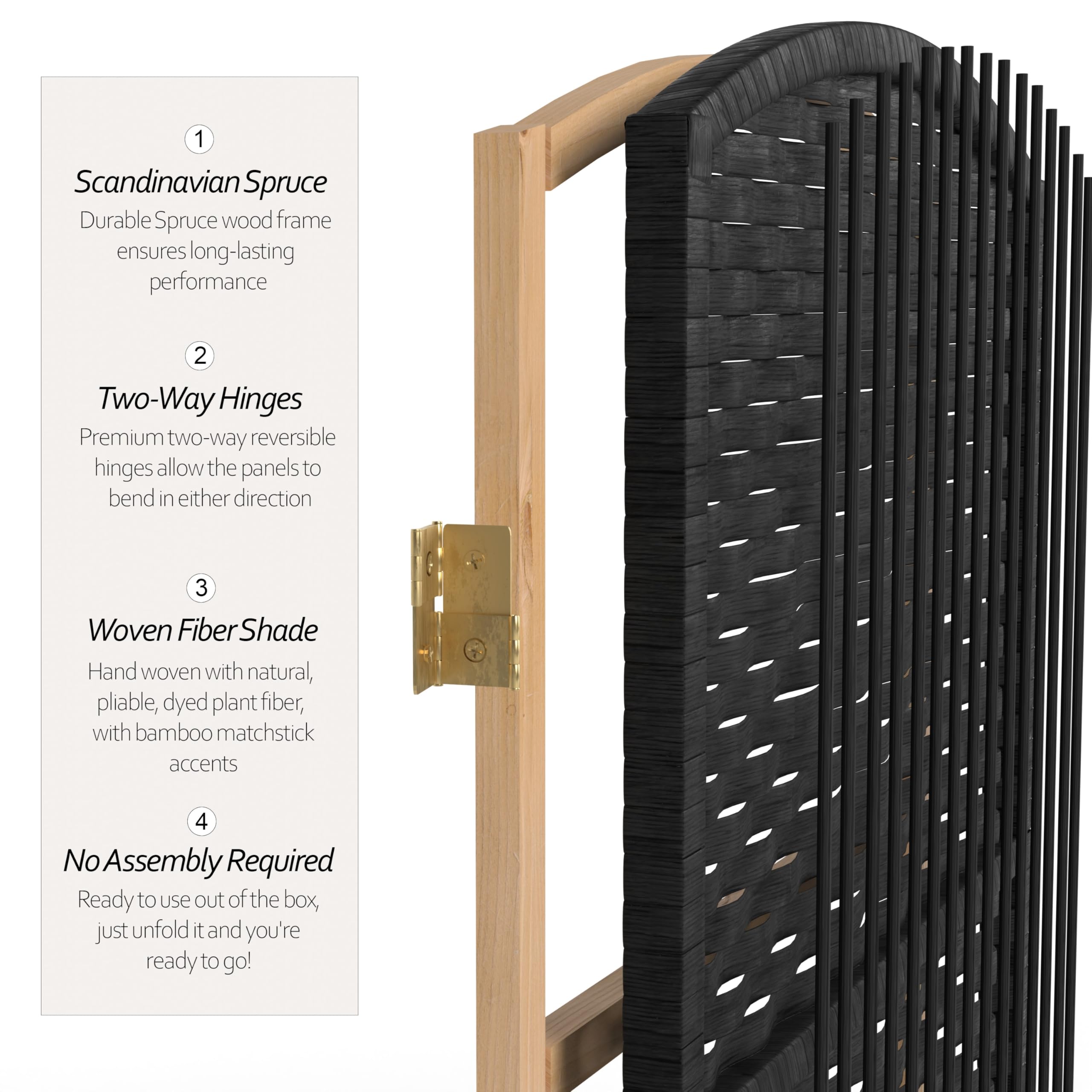 Black 3-Panel Red Lantern FB-7OPDM-BLK-3P Room Divider Screen - Perfect for Home Office, Living Room & Bedroom Privacy Partition