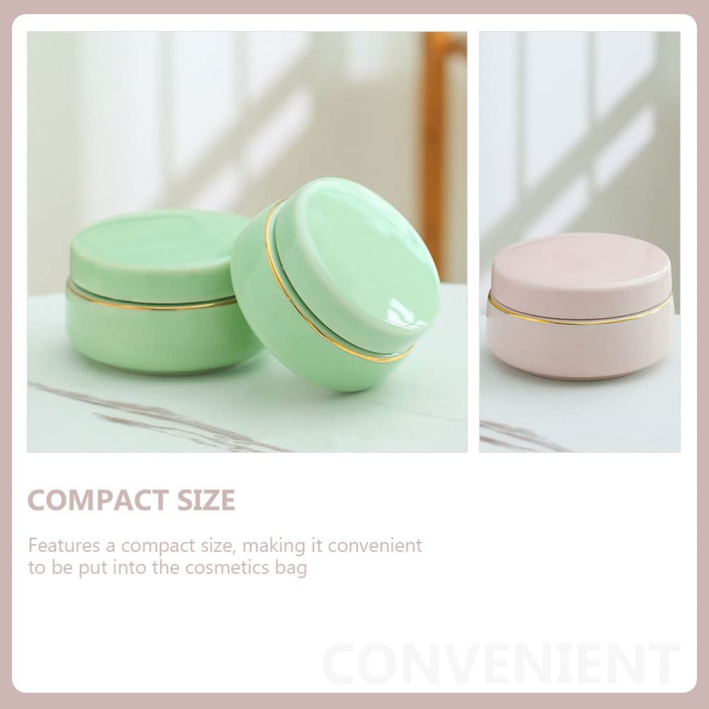Cabilock 2-Pack Mini Ceramic Sample Jars - Empty Cosmetic Containers for Creams, Lipsticks, Tea, Lip Balm & Jewelry | Perfect for Travel, DIY Beauty & Home Organization