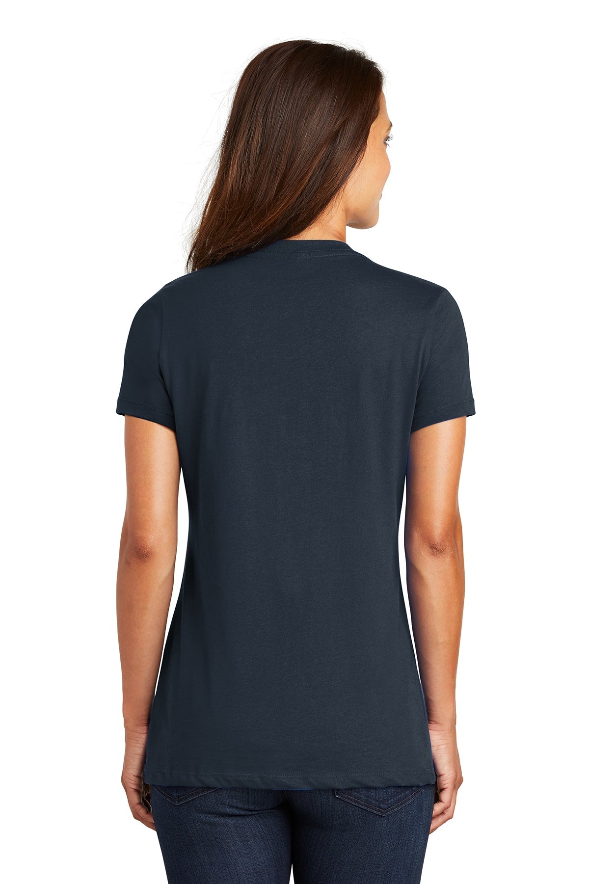 District Made Women's Perfect Weight V-Neck T-Shirt - Soft Comfort Fit Casual Tee in Navy Blue for Everyday Wear, Work & Weekend Outfits