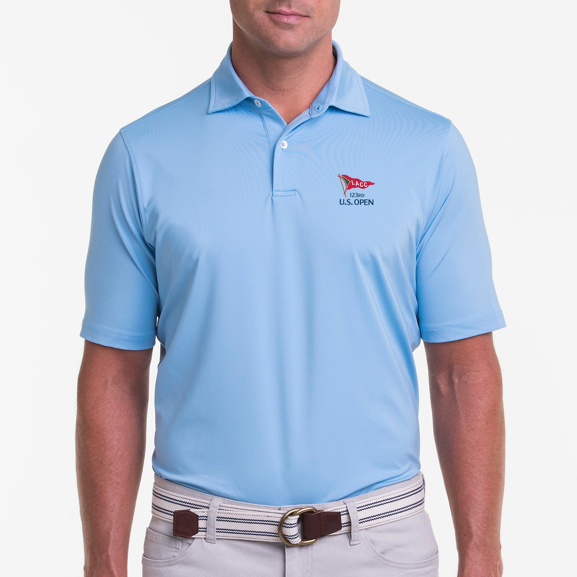 2023 US Open USA Tournament Men's Solid Tech Jersey Polo Shirt - Breathable & Quick-Dry Golf Tennis Performance Top for Sports & Casual Wear