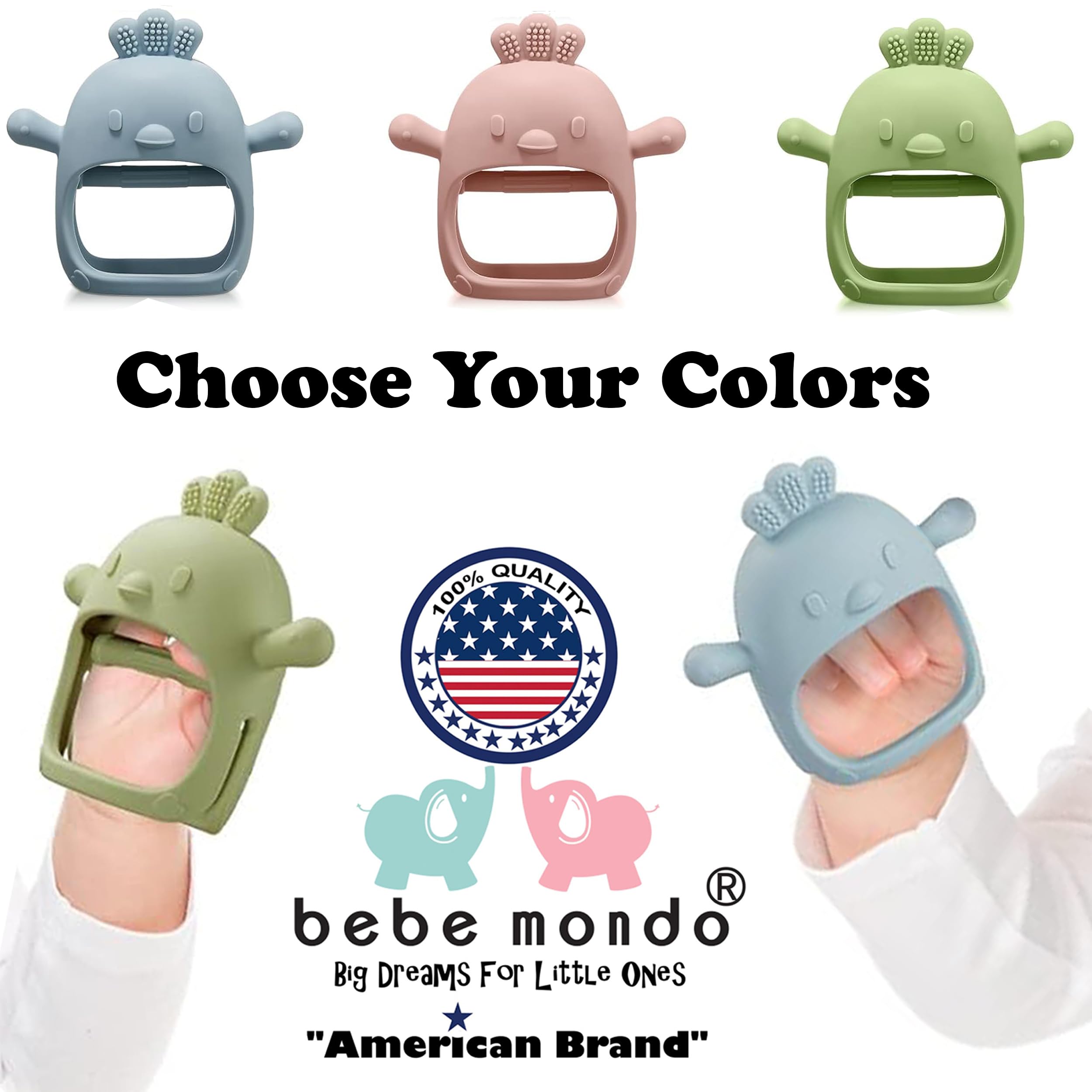 Best Baby Teething Toys 0-12 Months - BPA Free Silicone Teethers for Infants, Anti-Drop Hand Teether & Pacifier Mitten for Newborns (Blue) | Perfect for Soothing Sore Gums & Sensory Development