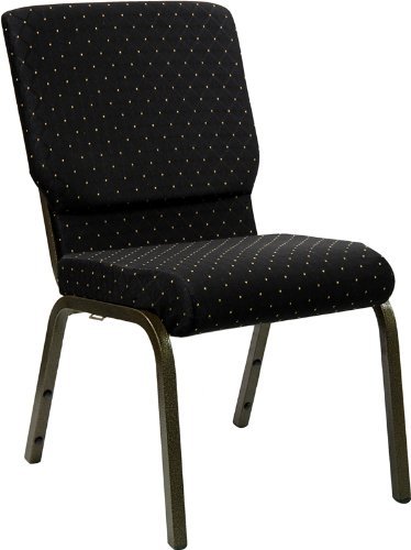 Flash Furniture Hercules Series XU-CH-60096-BK-SV-BAS-GG Wide Black Church Chair with Book Rack & Silver Vein Frame - Durable Stackable Seating for Churches, Auditoriums, and Event Venues