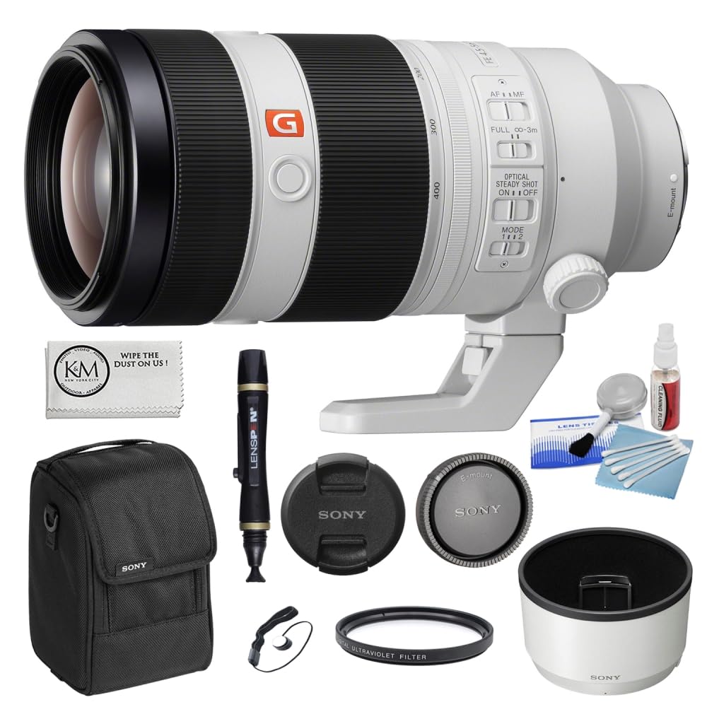 Sony FE 100-400mm f/4.5-5.6 GM OSS Telephoto Zoom Lens Bundle with 77mm UV Filter, 5-Piece Cleaning Kit, Lens Pen, Cap Keeper & Microfiber Cloth (6 Items) - Perfect for Wildlife, Sports & Landscape Photography