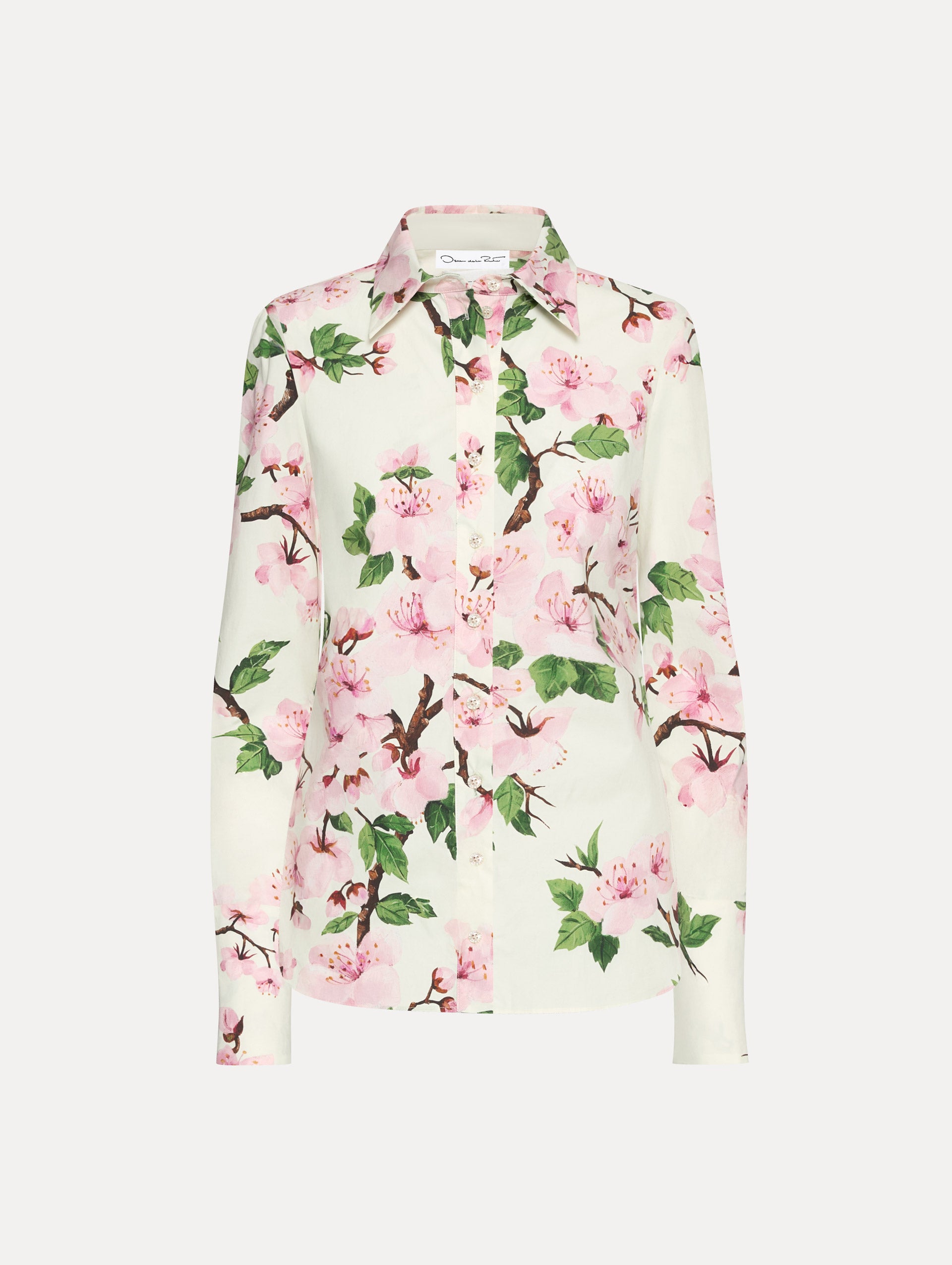 Cherry Blossom Print Cotton Poplin Blouse for Women - Floral Spring Summer Tops - Perfect for Office, Date Night & Casual Outfits