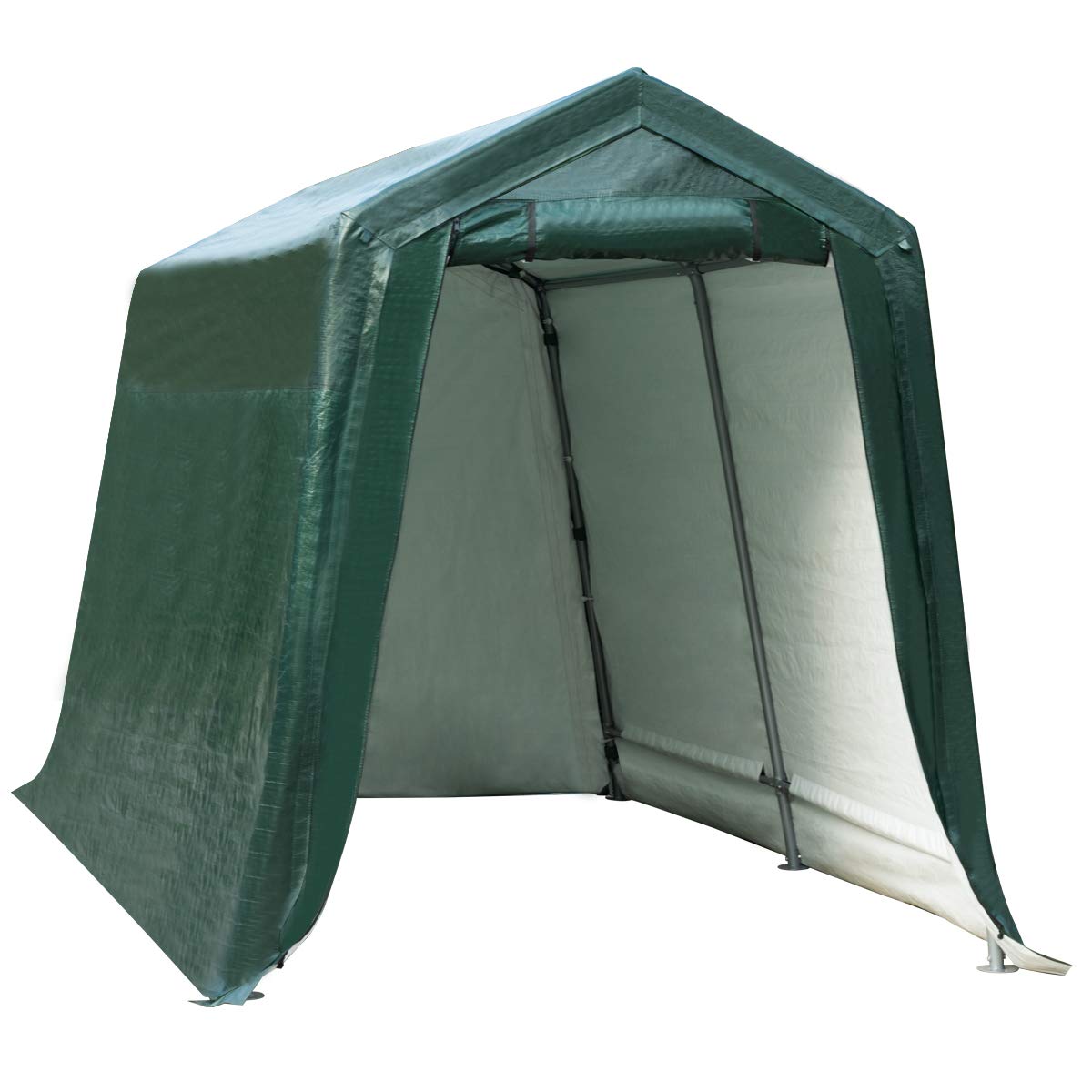 Tangkula 7x12 FT Heavy-Duty Outdoor Storage Shelter - All-Steel Metal Frame with Waterproof Ripstop Cover - Patio Storage Tent, Enclosed Carport Shed & Garage Shelter - Perfect for Backyard, Garden Equipment Storage & Vehicle Protection