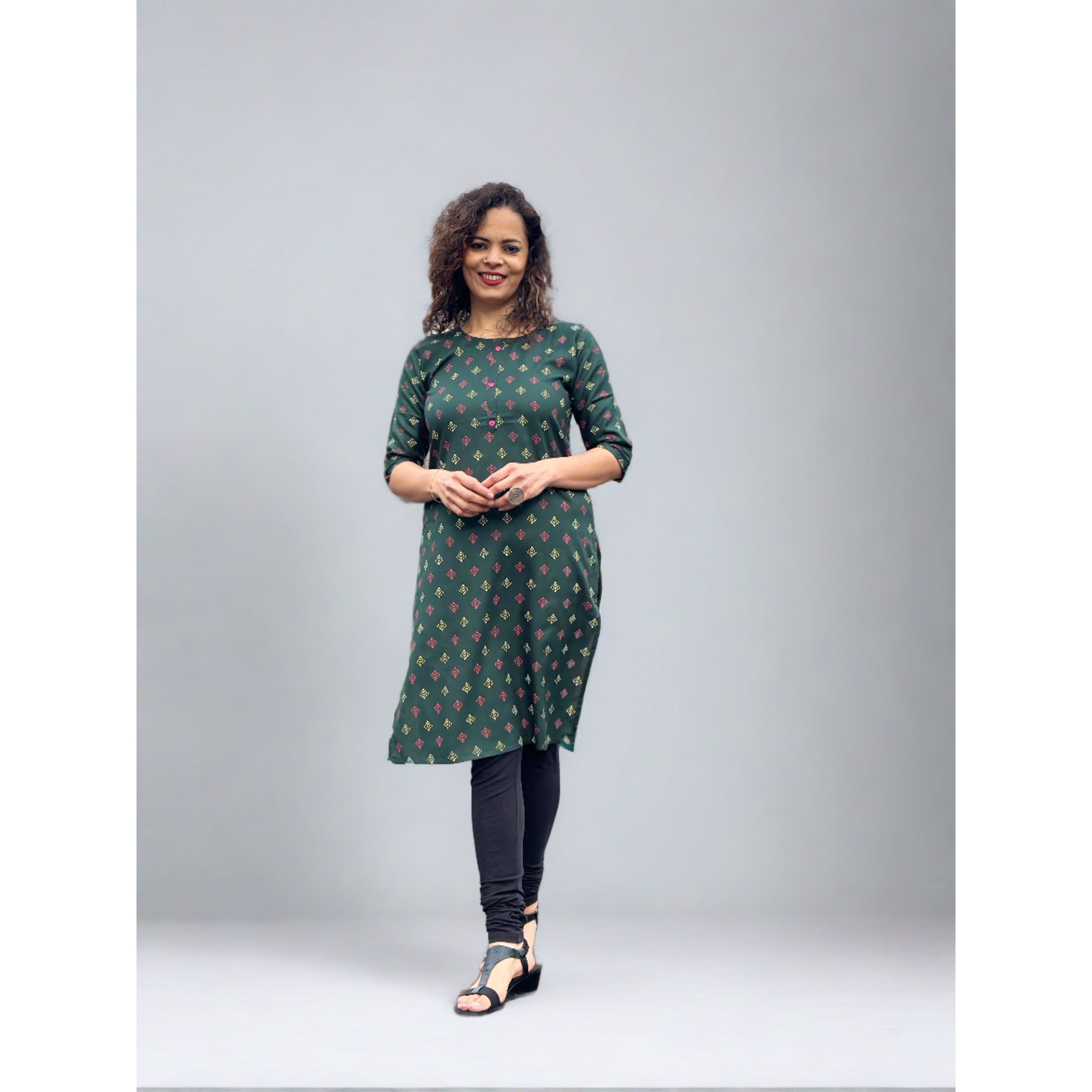 Stylish Green Printed Kurta for Women - Khushboo Collection | Perfect for Festivals, Weddings & Casual Wear