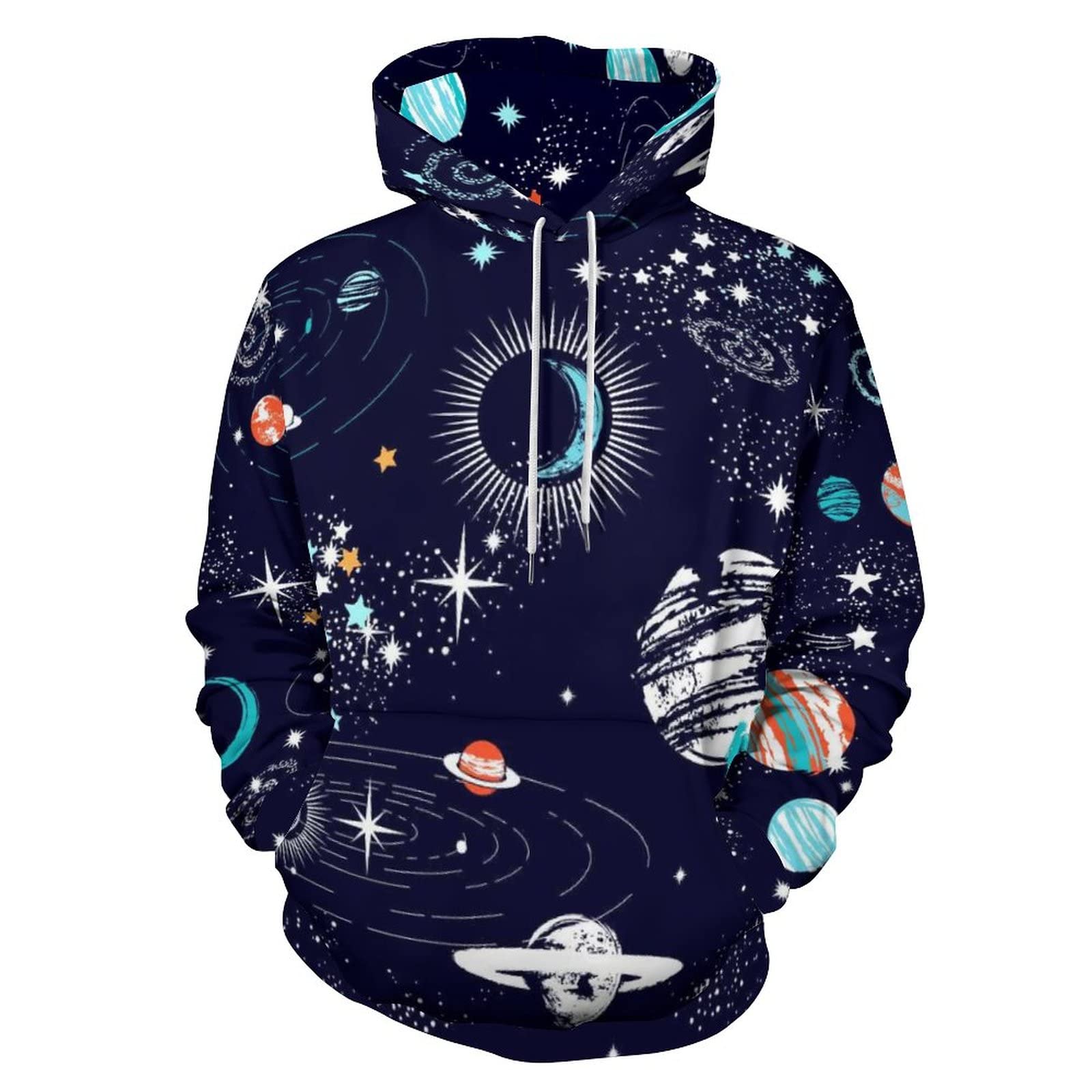 Galaxy Hoodie for Men & Women - Space Planets Pattern Pullover Sweatshirt with Pockets | Casual Streetwear, Cosplay & Gift Idea
