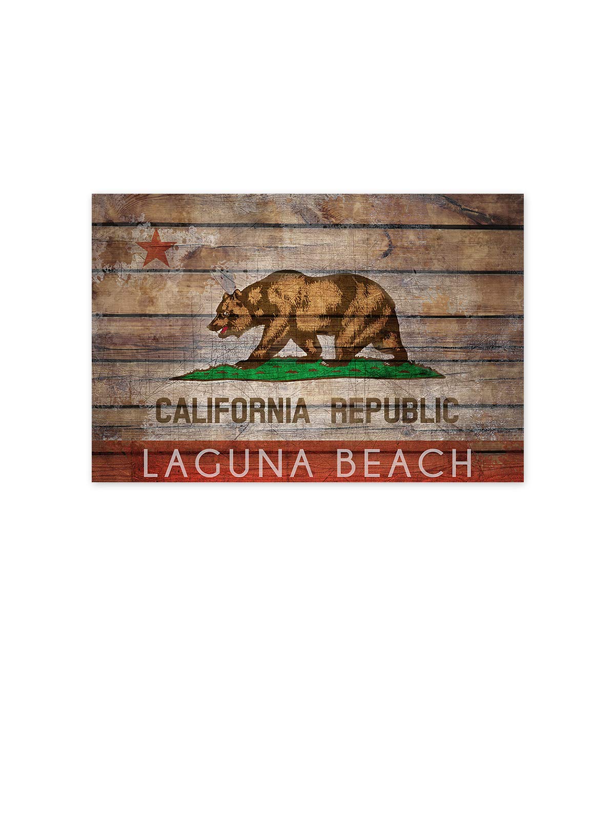 California Flag Bear Print Wall Art - 11x17 Inch Unframed Poster Decor for Home & Office - Laguna Beach Bear Poster, Perfect for Living Room, Bedroom & Dorm Decoration