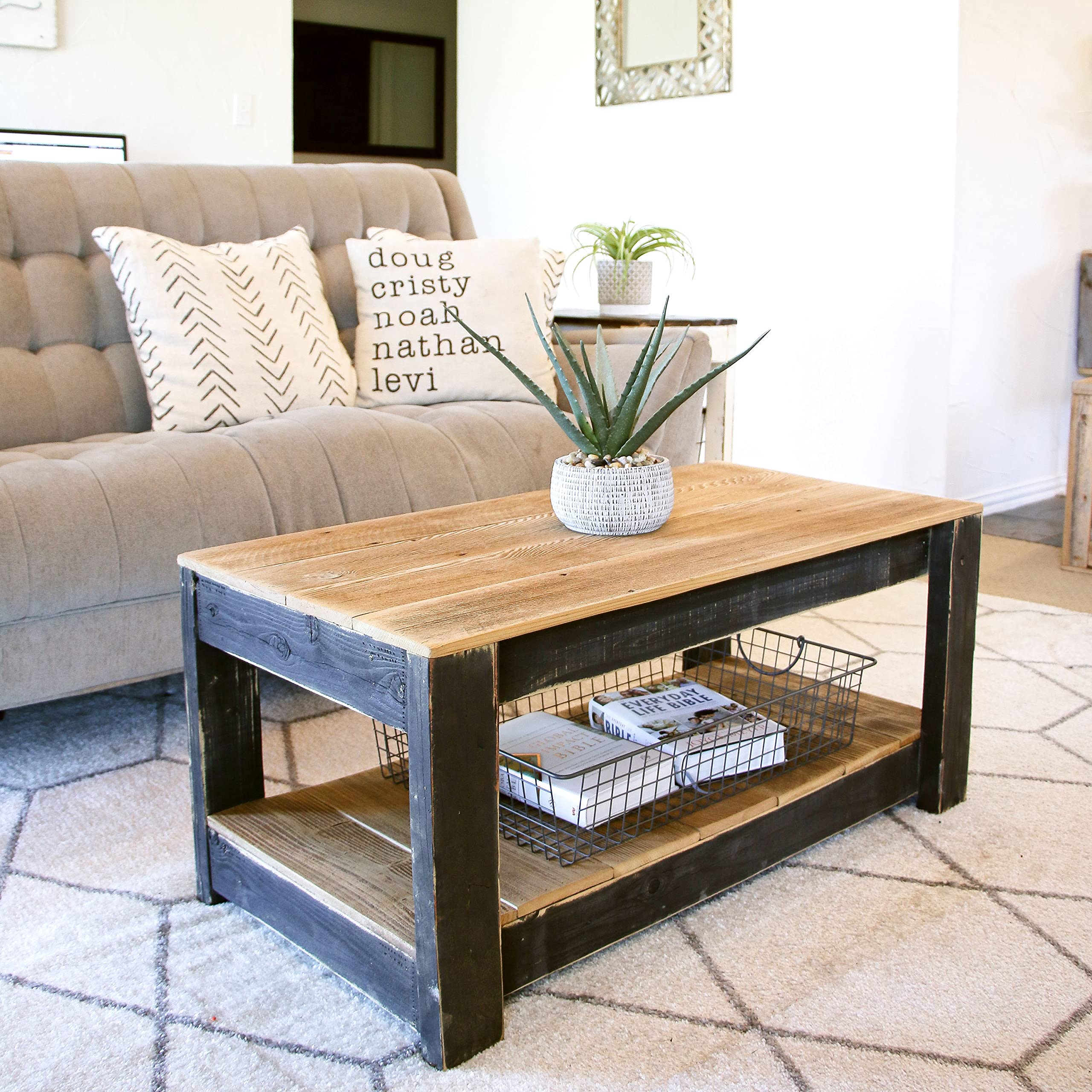 Modern Black Coffee Table with Storage Shelf - Stylish Living Room Furniture for Small Spaces, Perfect for Apartments and Home Decor