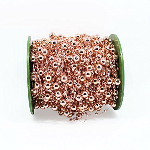 200 Feet Rose Gold Pearl Garland Roll - Premium Beaded Wire for Wedding Decor, Party Supplies, DIY Crafts & Home Decoration - Elegant Pearl Strands for Centerpieces, Backdrops & Event Styling