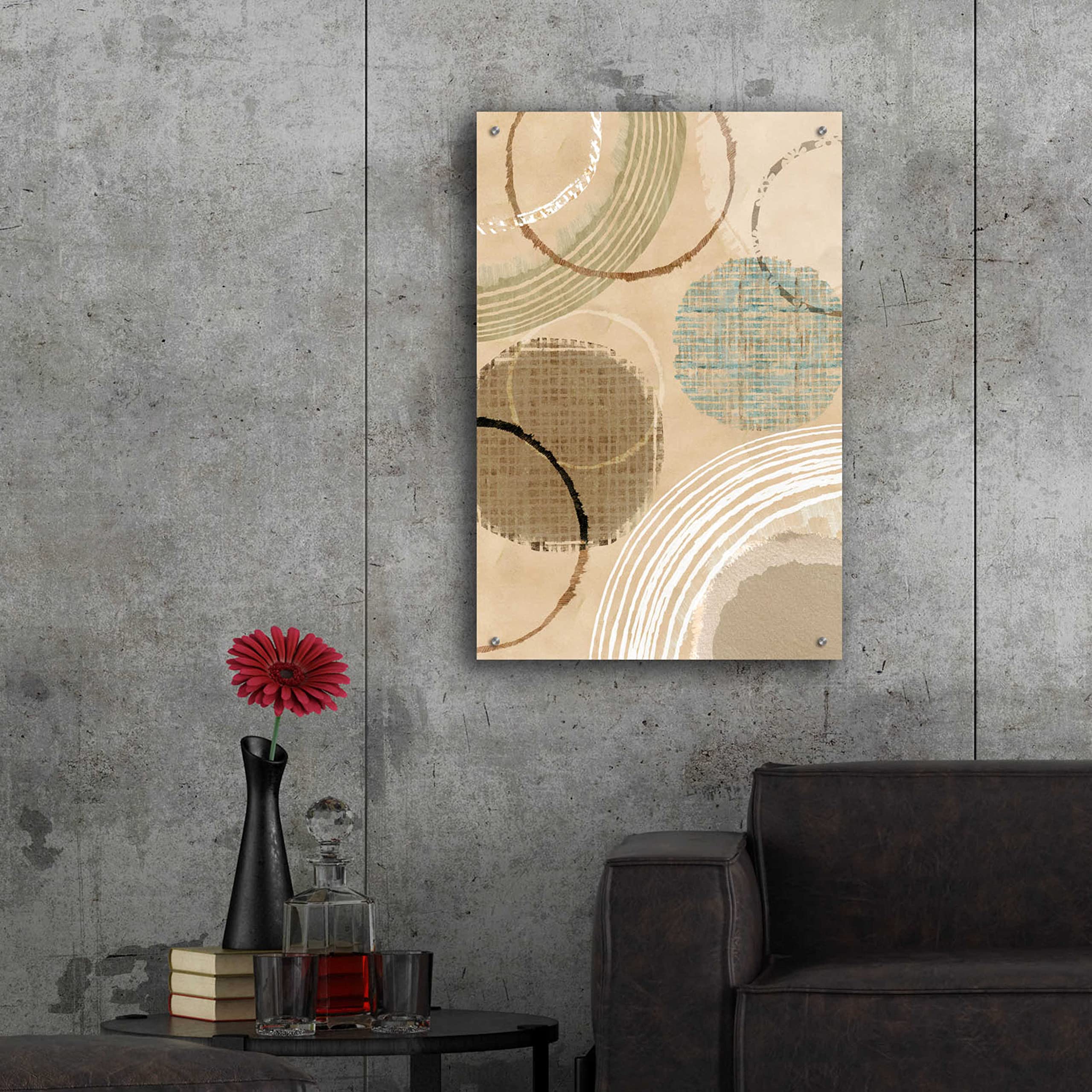 Flora Kouta 'Woven Baskets II' Acrylic Glass Wall Art - 24x36 Inches Modern Abstract Painting for Living Room, Bedroom & Office Decor