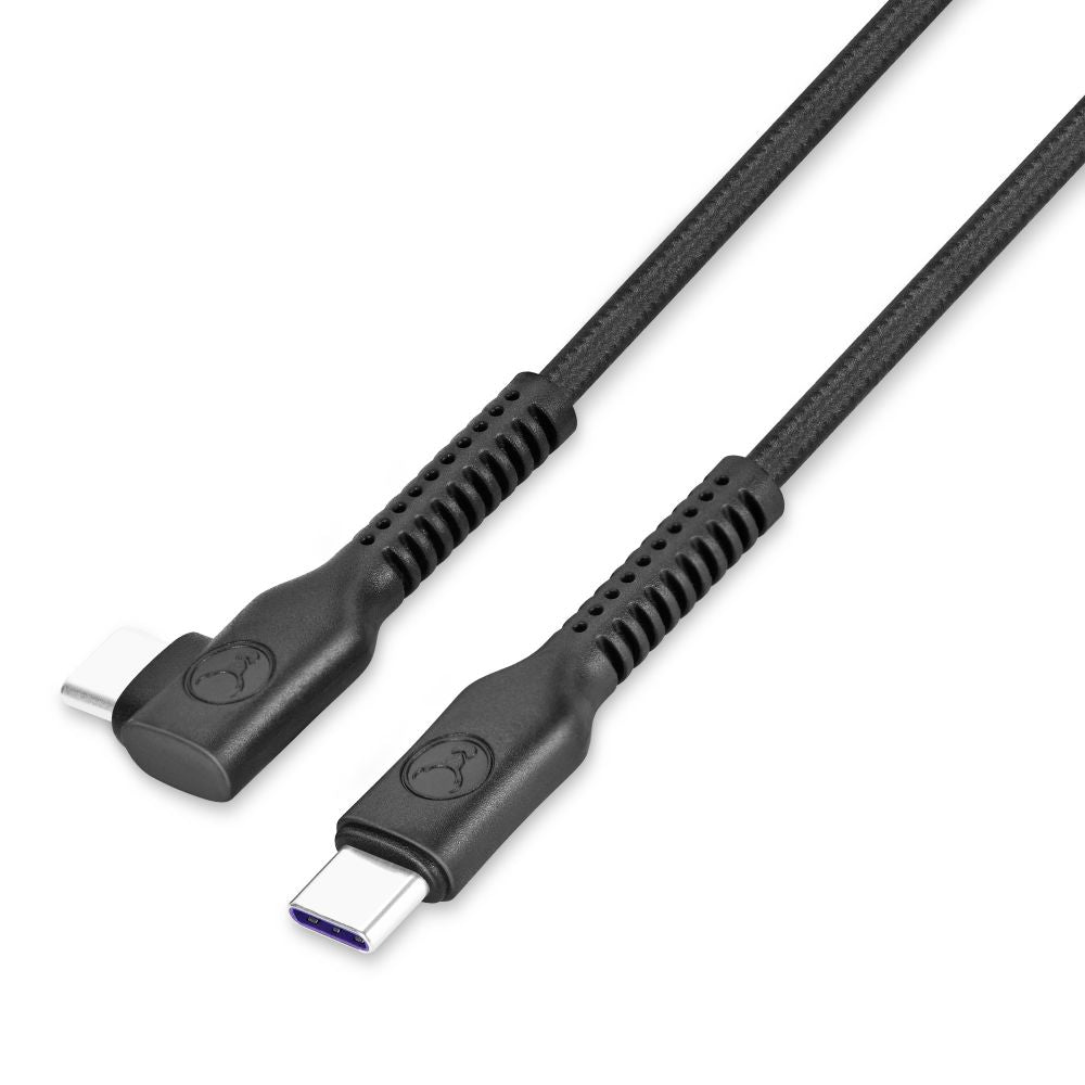 Bonelk Long Life Durable USB C to USB C Right Angle Cable 100W Fast Charging & Data Sync, 2m/6.6ft (Black) - Perfect for Gaming, Car Charging & Workspace Setup