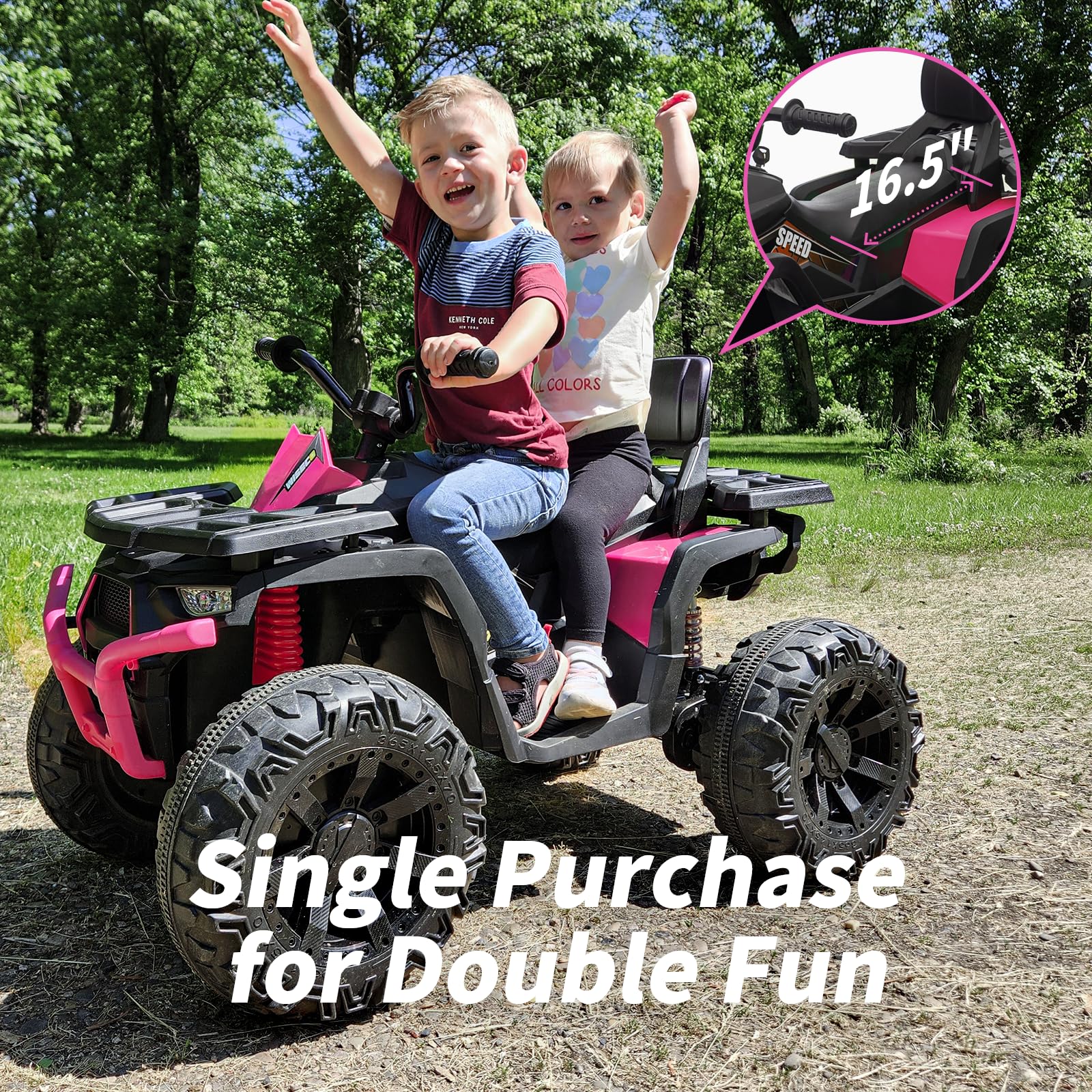 24V Kids ATV 4 Wheeler Ride-On Toy Car - 400W Powerful Motor, 2 Seater for Big Kids (Rose Pink) | Perfect for Outdoor Adventures, Backyard Play & Off-Road Fun