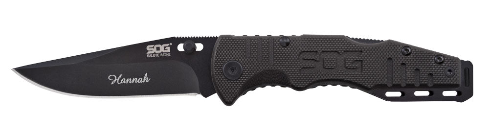 SOG Salute Black Clam Pack Pocket Knife - Compact Folding Knife with Clip, Stainless Steel Blade for Everyday Carry, Camping & Outdoor Adventures