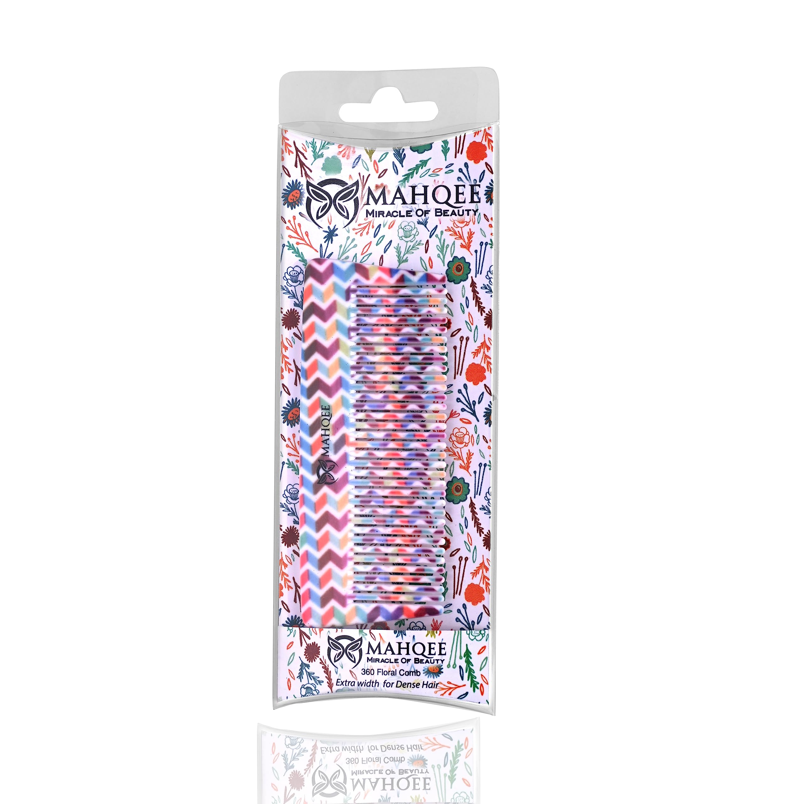 MAHQEE BEAUTY Hair Comb for Women & Men - Printed Styling Comb for Detangling, Styling & Smoothing - Perfect for Home, Salon & Travel Use