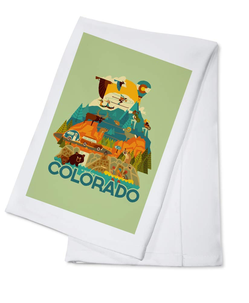 Colorado Geometric Contour 100% Cotton Kitchen Tea Towel - Absorbent Dish Drying Towels for Cooking, Baking & Home Decor