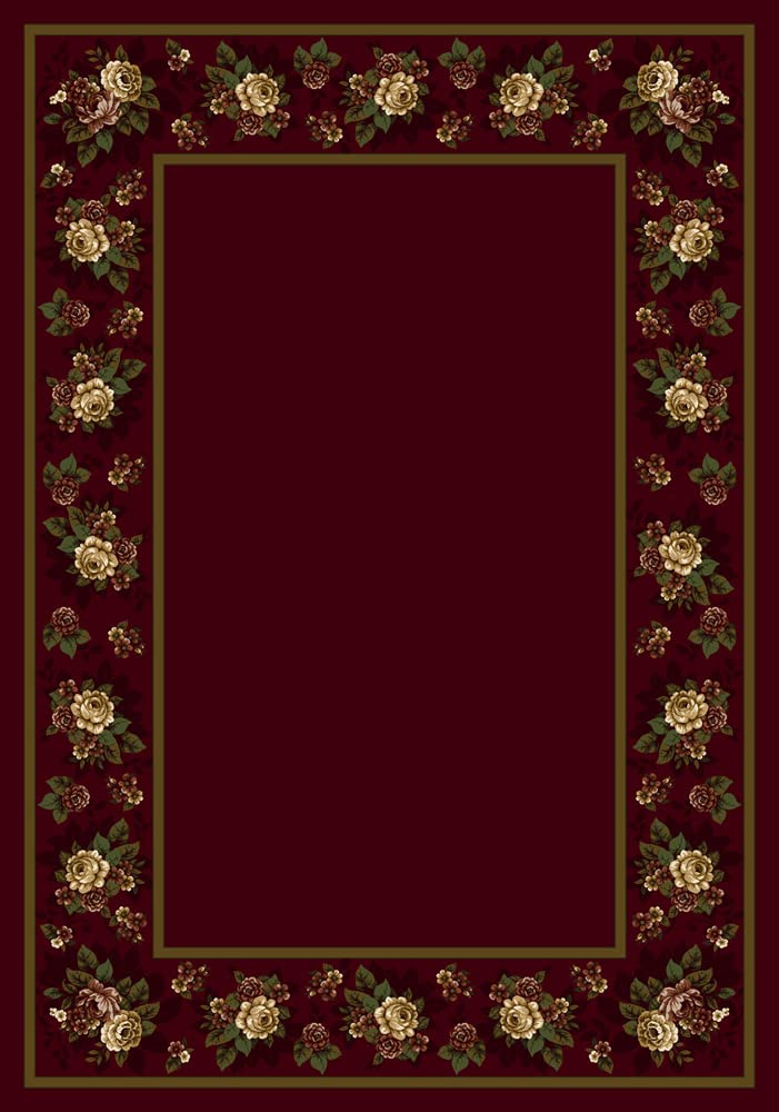 Floral Lace Cranberry Area Rug 5'4