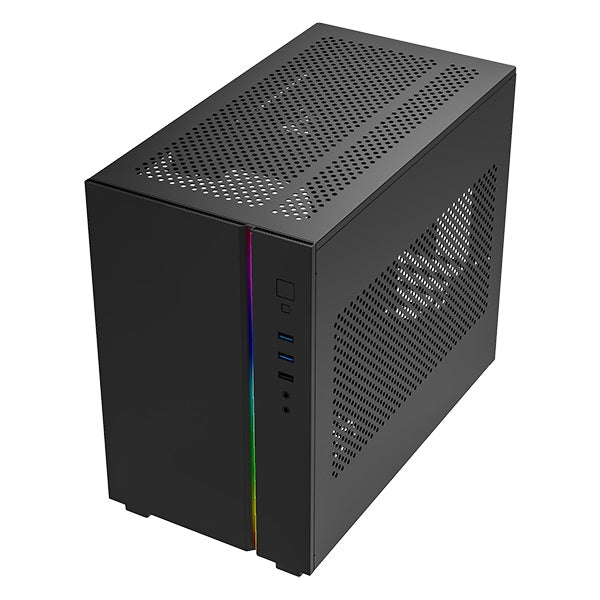 Montech Sky One Mini TG Micro ATX PC Case with ARGB Front LED & 3 Pre-Installed Fans - Compact Gaming Case for Small Spaces, Home Office & Streaming Setup