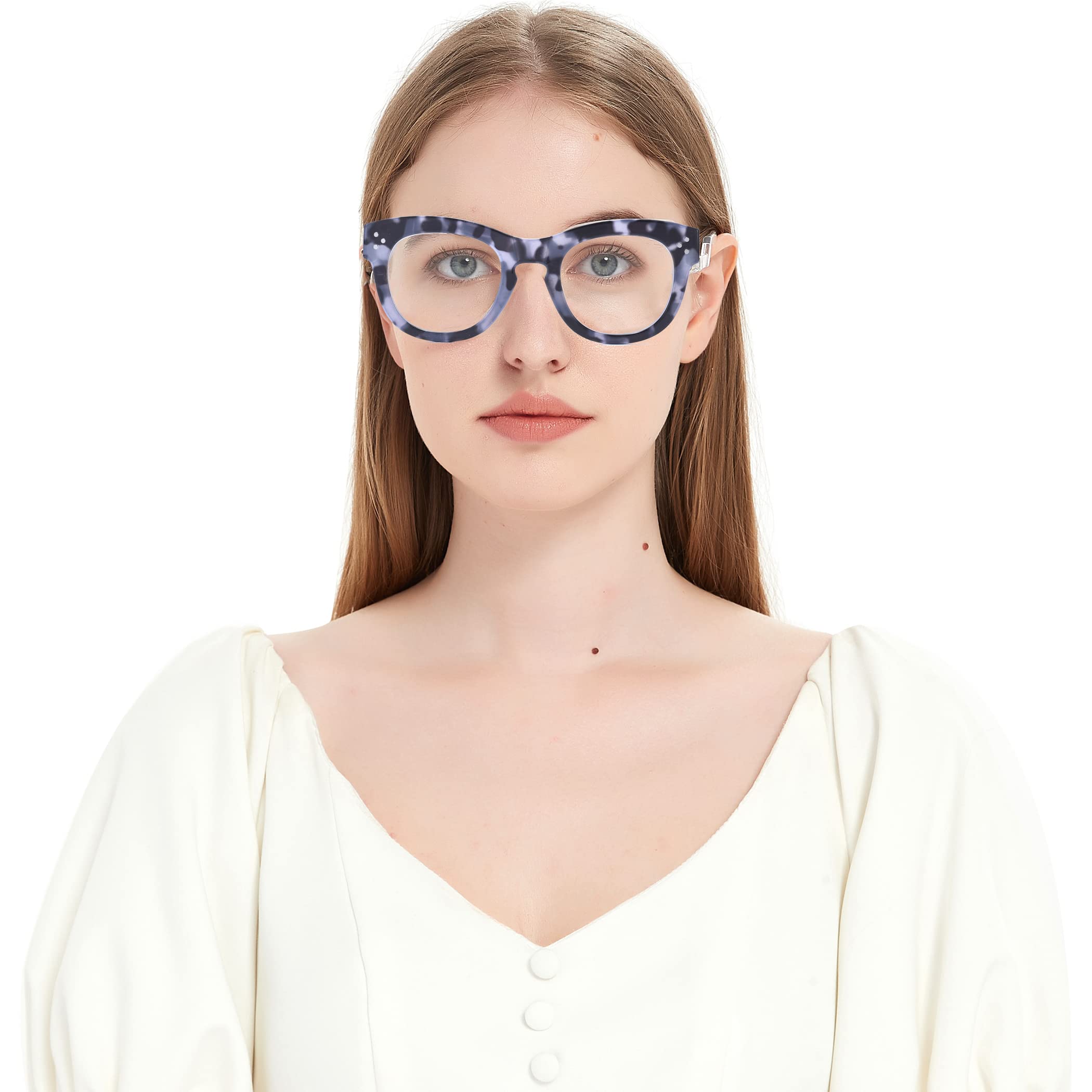 Bullabulling Women's Stardust Oversized Blue Light Blocking Reading Glasses - Computer Readers for Women, Oprah Style Fashion Eyewear - Perfect for Office Work, Screen Time & Reading Books