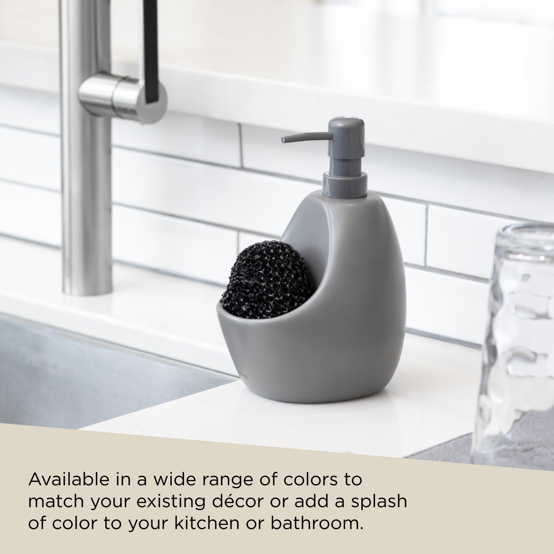 Joey Soap Pump & Scrubby - Hands-Free Foaming Soap Dispenser with Exfoliating Scrubber for Kitchen, Bathroom, and Sink - Perfect for Dishwashing, Hand Washing, and Deep Cleaning