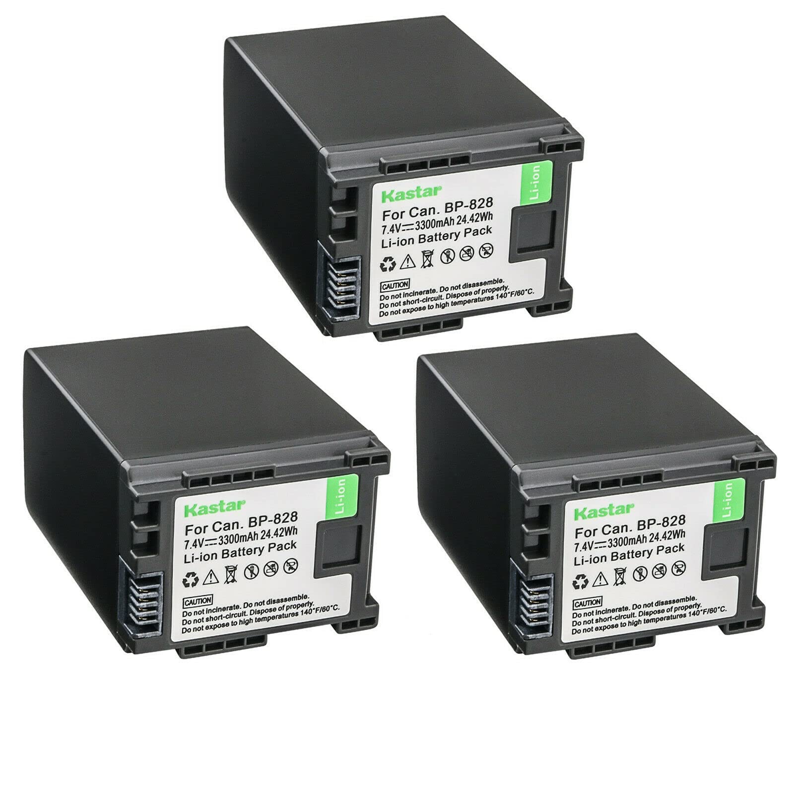 Kastar 3-Pack BP-828 7.4V 3300mAh Replacement Battery for Canon XF400 XF405 XA10 XA11 XA15 XA20 XA25 XA30 XA35 XA40 XA45 XA50 XA55 VIXIA HF G21 G30 G40 Camcorders - Perfect for Professional Videography & Travel Filming