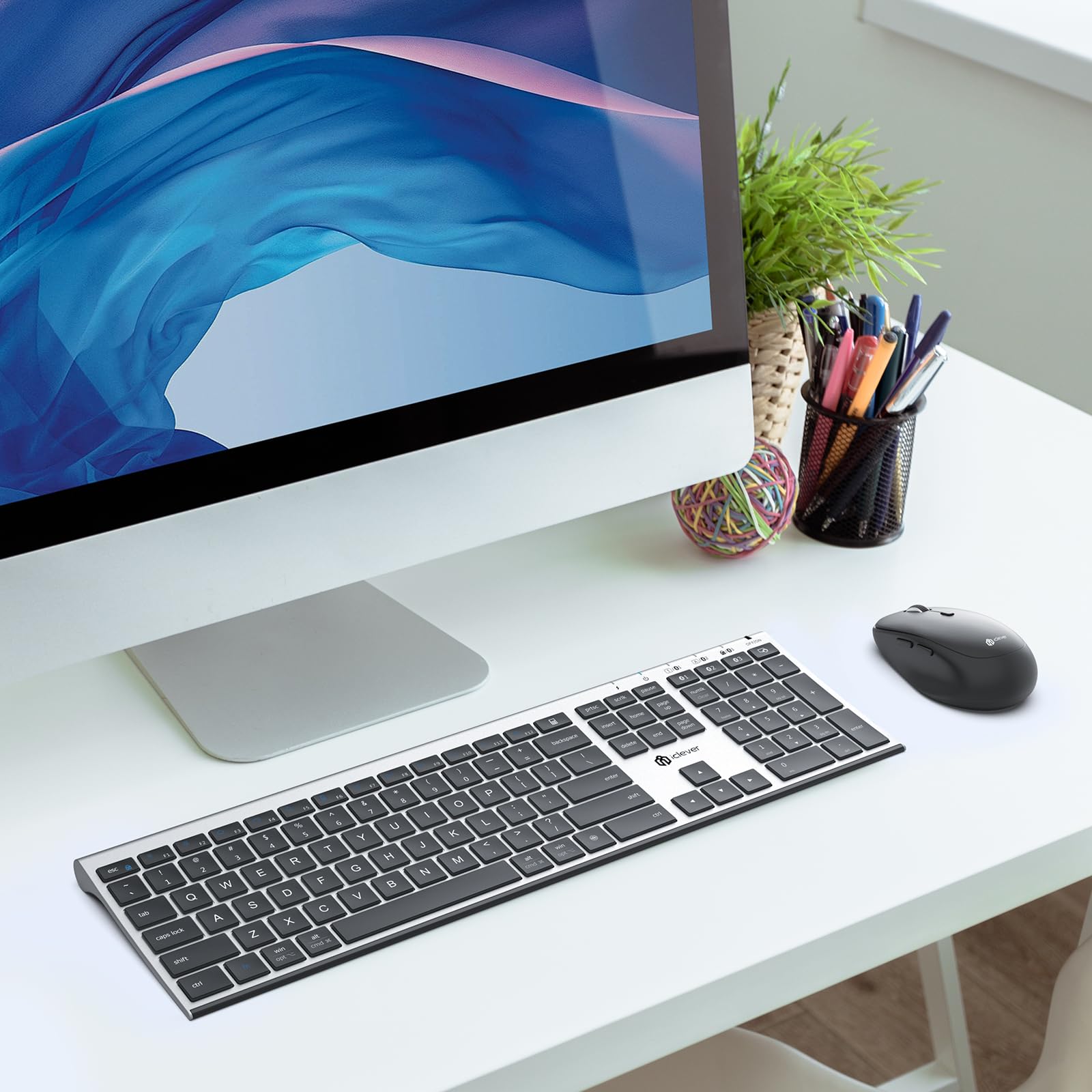 iClever Bluetooth Keyboard & Mouse Combo - Wireless, Rechargeable with Numeric Keypad for Mac, iPad, Windows - Perfect for Office & Home Use