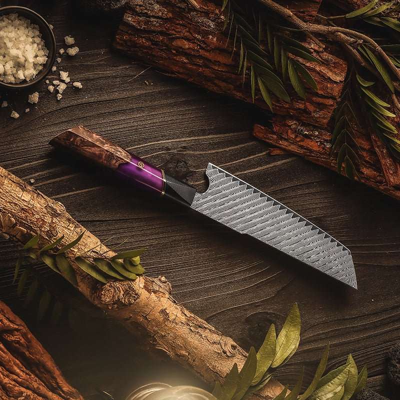 Premium VG10 Damascus Steel Knife Set with Exotic Burl Wood Handle - Professional Chef Knives for Cooking, Slicing & Food Preparation - Perfect for Home Kitchen & Outdoor Camping