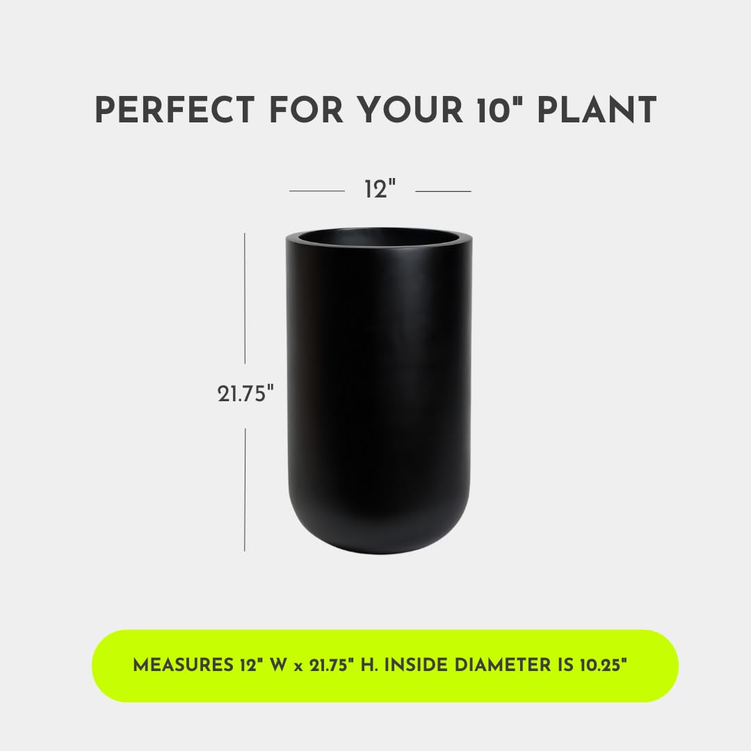 Large Bedford Planter Pot - Durable Fiberglass Indoor/Outdoor Plant Container with Drainage Hole & Removable Plug - Perfect for Patio, Garden, and Home Decor