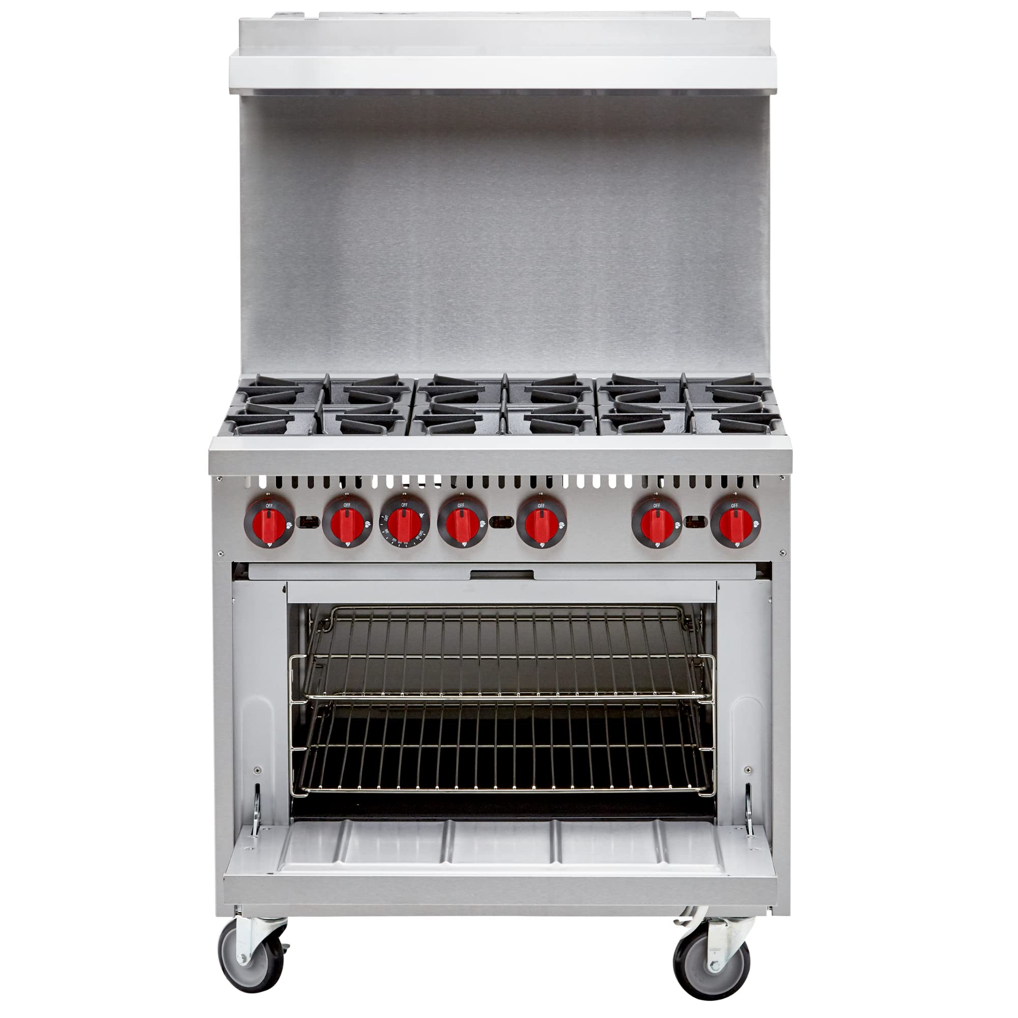 IR-6B 36-Inch Six Burner Commercial Gas Range with Oven - 210,000 BTU Stainless Steel Restaurant Stove - ETL Certified for Professional Kitchens & Catering Businesses