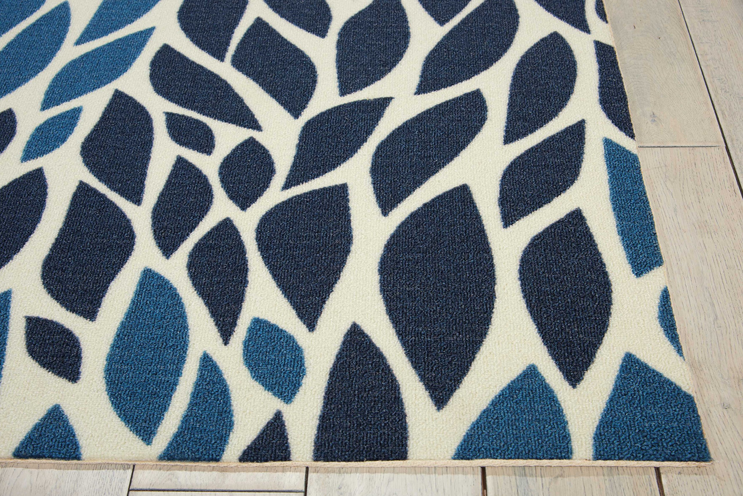 Nourison 10' x 13' Indoor/Outdoor Area Rug - Blue, Easy to Clean, Non-Shedding, Soft & Durable for Bedroom, Living Room, Dining Room, Kitchen - Perfect for Home Decor & Outdoor Patio Use