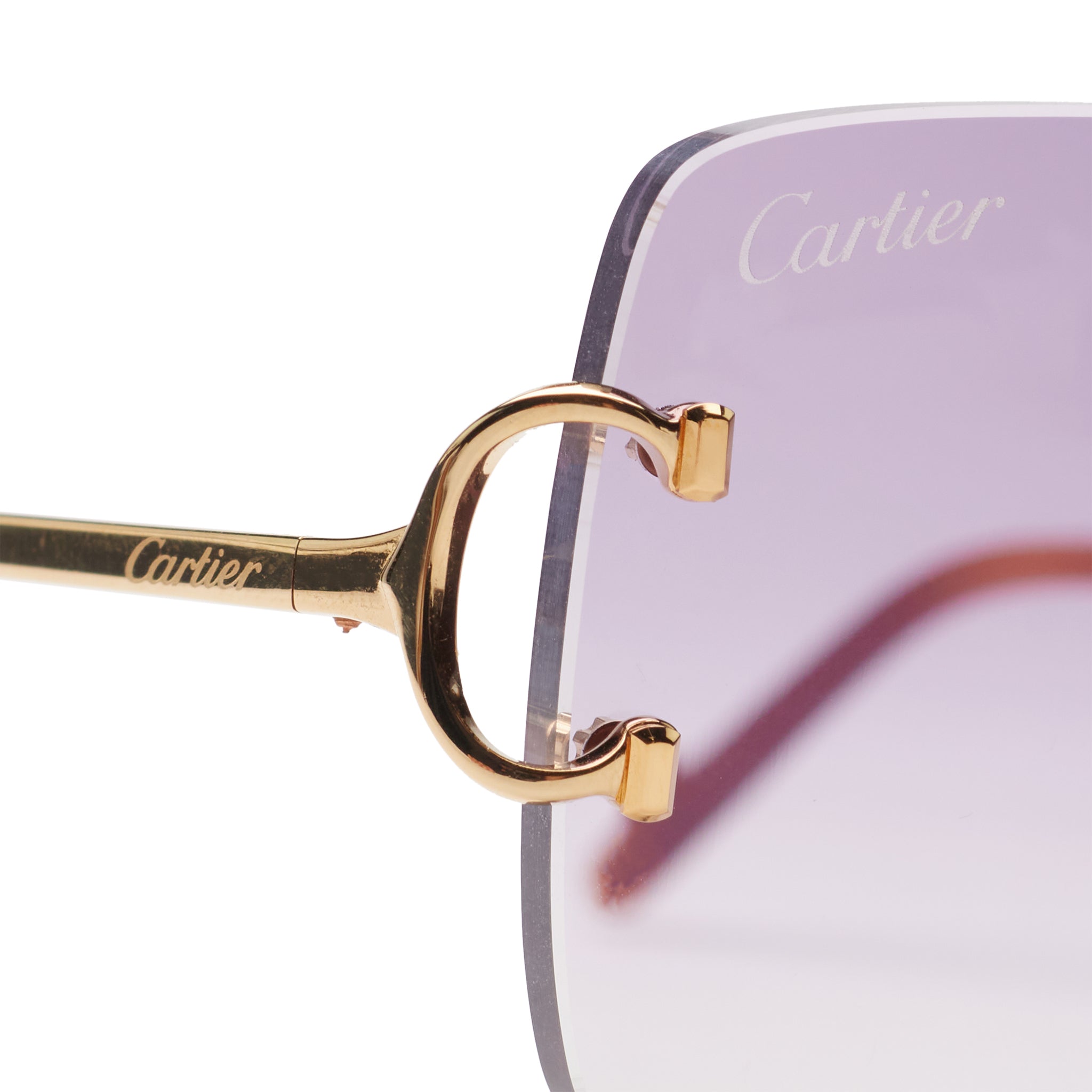 Cartier CT00920 001 C Decor Purple Rimless Sunglasses for Women - Luxury Designer Sunglasses for Driving, Travel & Fashion Accessories