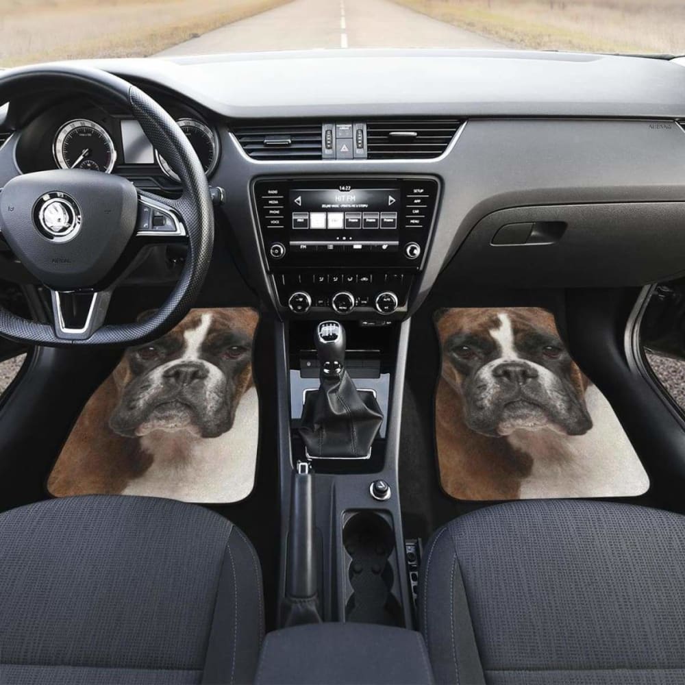 Funny Boxer Dog Face Car Floor Mats - Non-Slip Custom Fit for SUVs, Trucks & Sedans - Perfect for Pet Lovers & Car Enthusiasts
