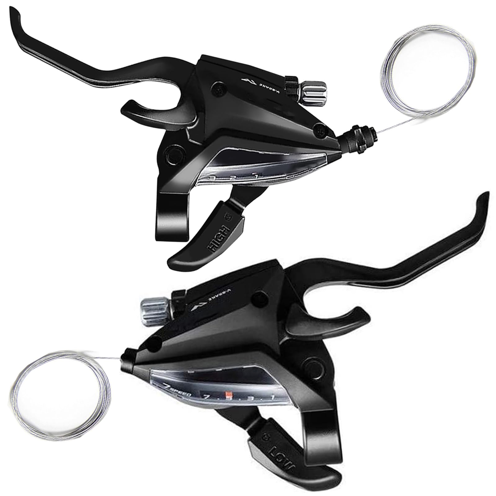 Premium ST-EF500 3x7 Bike Shifter Set - 21-Speed Black Shift/Brake Levers with Stainless Steel Inner Cables (Excludes Housing) | Compatible with Road Bikes & Mountain Bikes (MTB) | Ideal for Commuting, Trail Riding & Performance Cycling