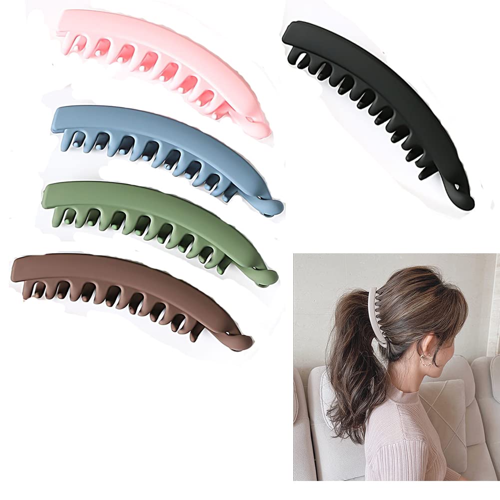 Non-Slip Banana Hair Clips for Women - 5 Pack Large Hair Clips for Thick, Fine or Curly Hair - Perfect for Ponytails, Updos & Everyday Styling