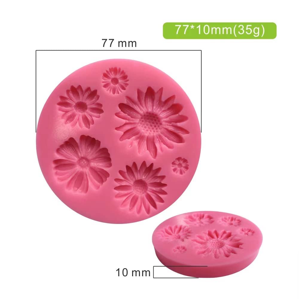 Premium Sunflower Silicone Molds for Baking - 6 Cavity Fondant, Chocolate, Cookie & Biscuit Molds - DIY Wedding, Baby Shower & Cupcake Decorations - Perfect for Cake Decorating, Candy Making & Home Baking Projects