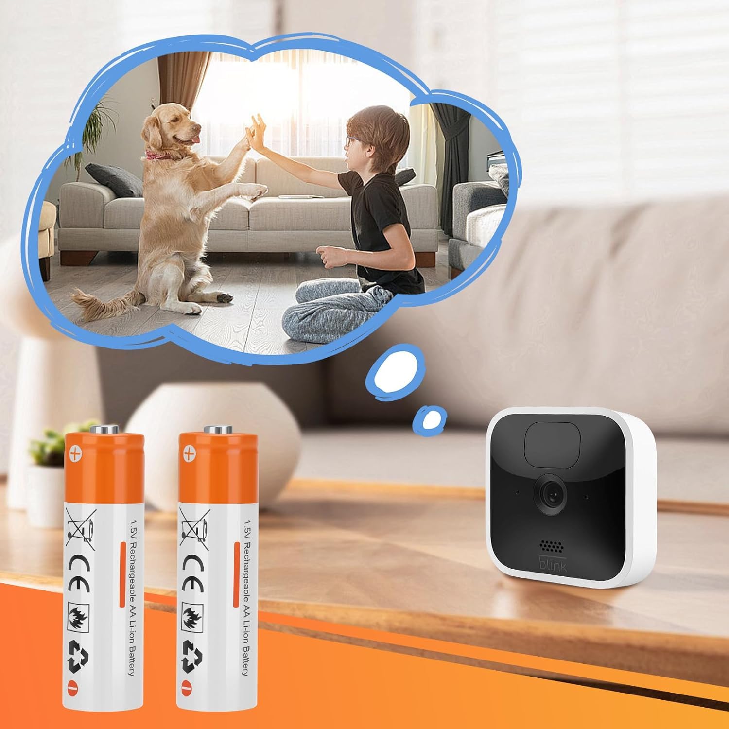 4 Pack Rechargeable 1.5V AA Lithium Batteries - 2600mWh Long Lasting Double A Batteries for Blink Camera, Wireless Mouse, Flashlight & More (No Charger Included)