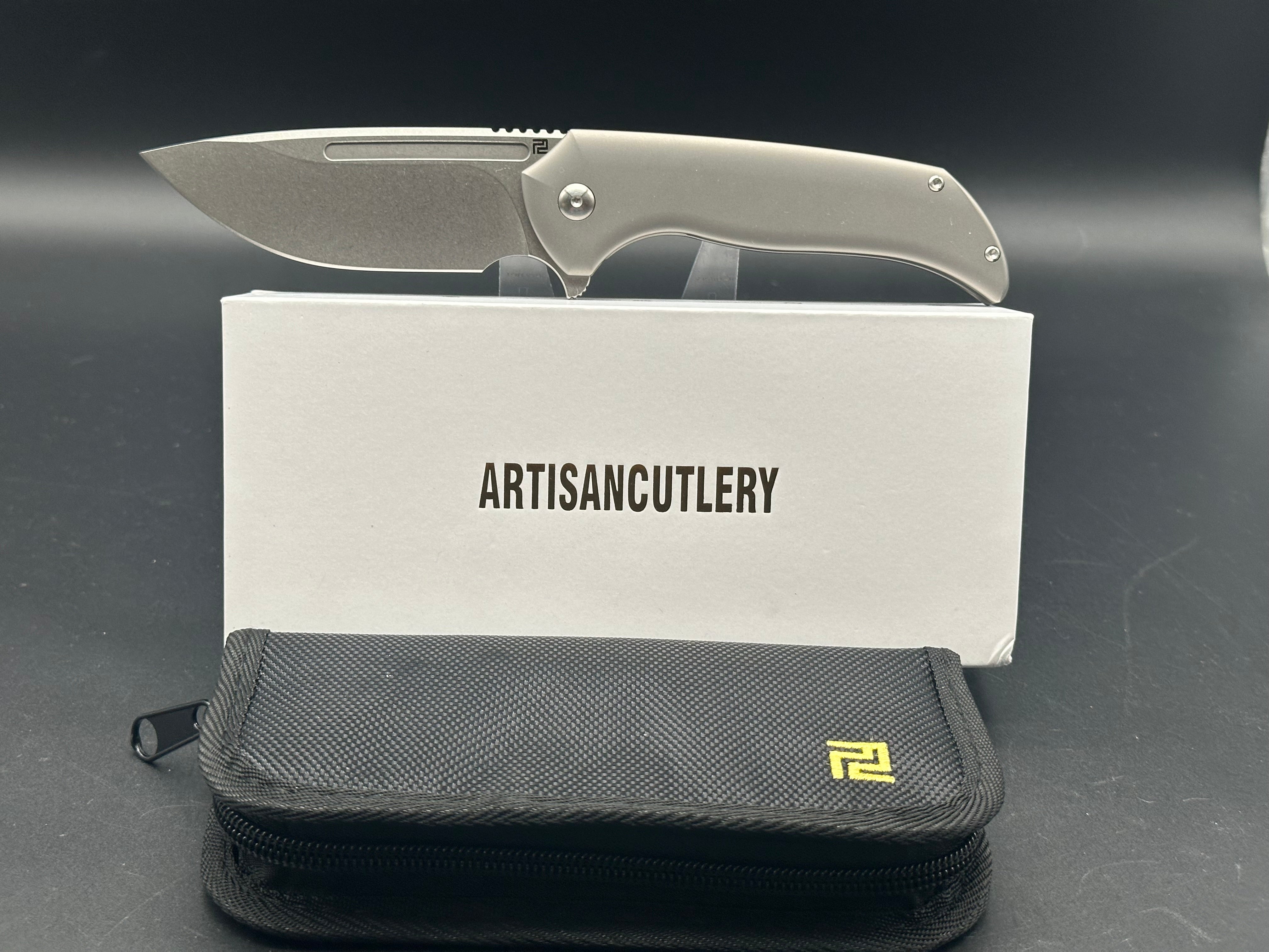 ARTISAN CUTLERY TRUX Pocket Knife - Titanium Handle, S35VN Blade Steel (1861G GY) - EDC, Camping, Hiking & Outdoor Survival Tool