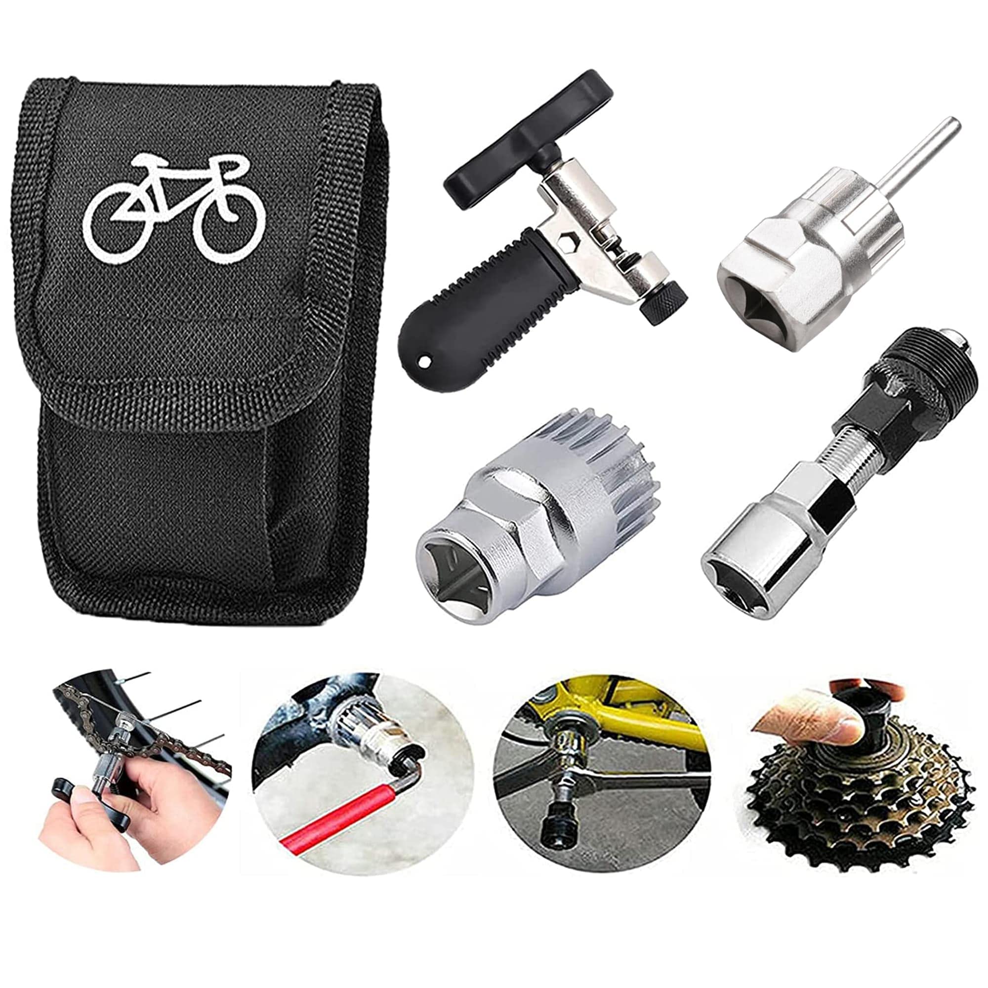 5-in-1 Bike Repair Tool Kit with Crank Puller, Cassette Remover & Chain Breaker - Professional Bicycle Maintenance Tools for Shimano, SRAM, Campagnolo - Perfect for Road Bikes, Mountain Bikes & Home Workshop Repairs