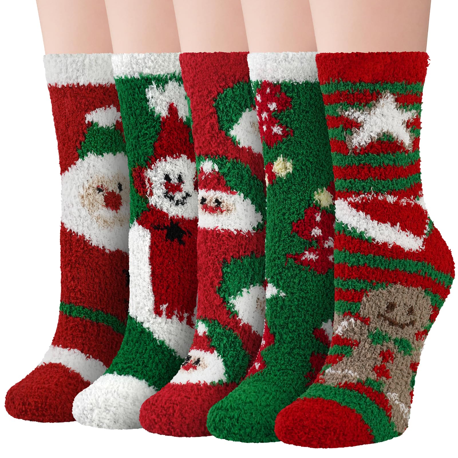 iCamter 5 Pairs Women's Fluffy Fuzzy Socks - Cute Warm Winter Slipper Socks for Women - Cozy Non-Slip House Socks for Lounge, Sleep & Home Comfort