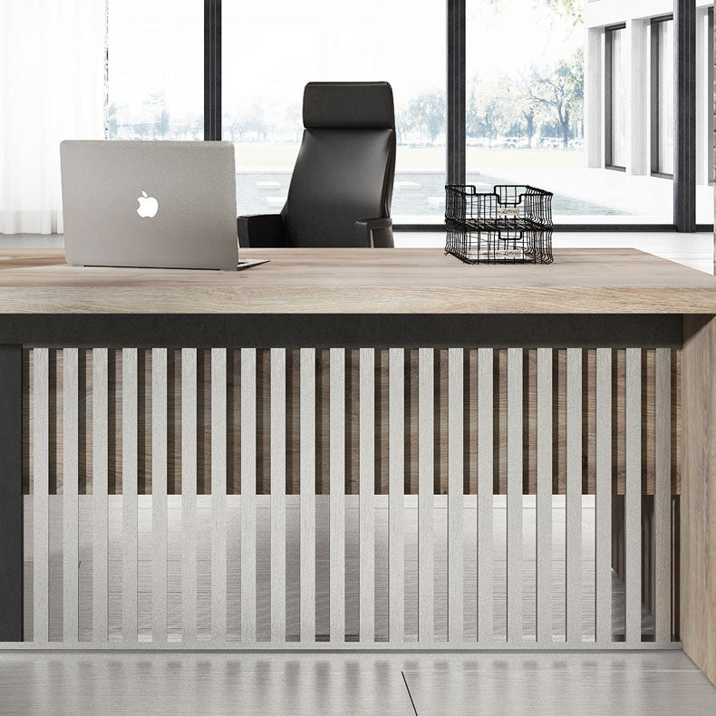 AFTAN 180cm Executive Desk with Left Panel - Warm Oak & Black Finish - Perfect for Home Office & Professional Workspaces