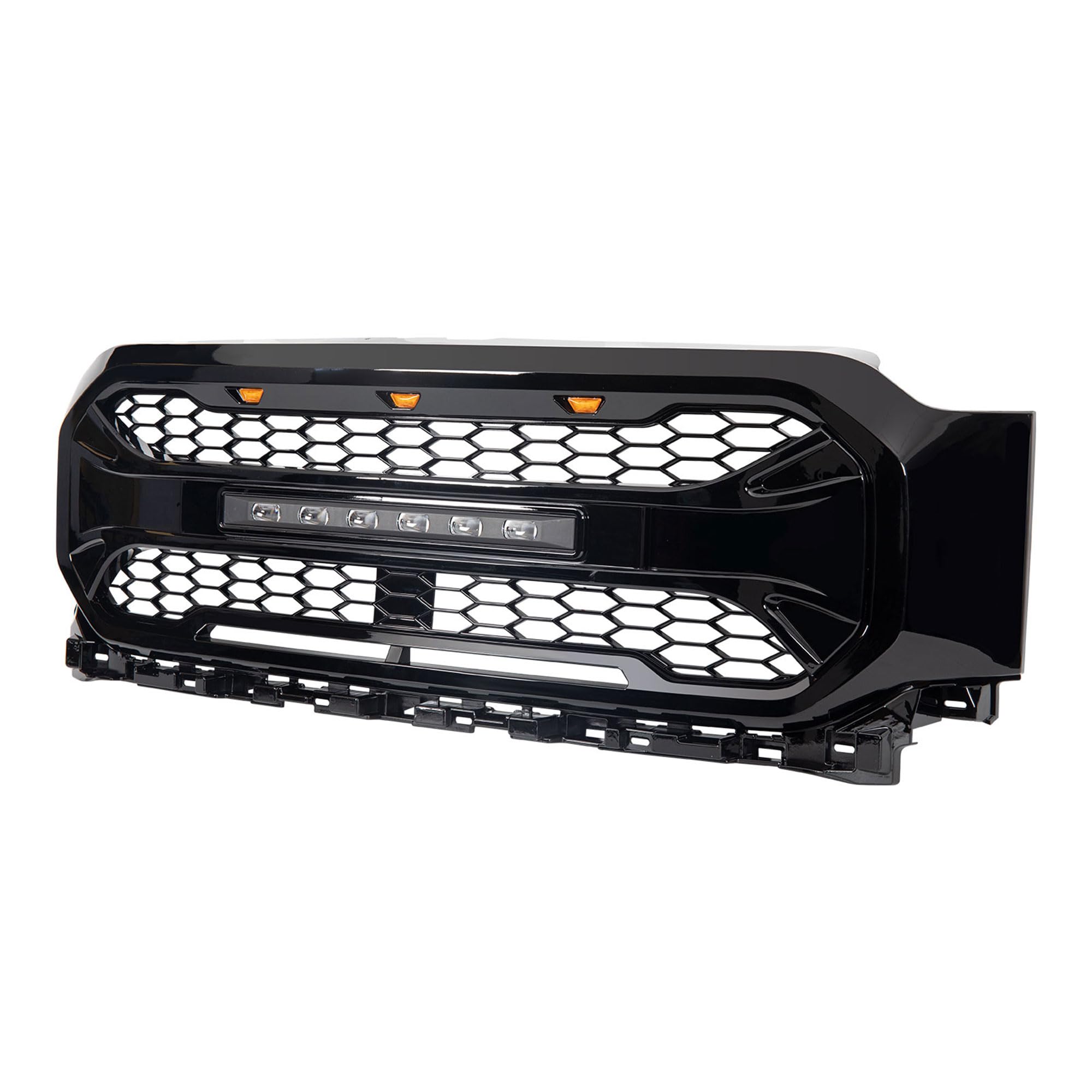 2021-2023 Ford F150 Aggressive Style Front Armor Grille with Off-Road LED Lights - Glossy Black | Heavy-Duty Protection & Enhanced Style for Off-Roading & Truck Customization