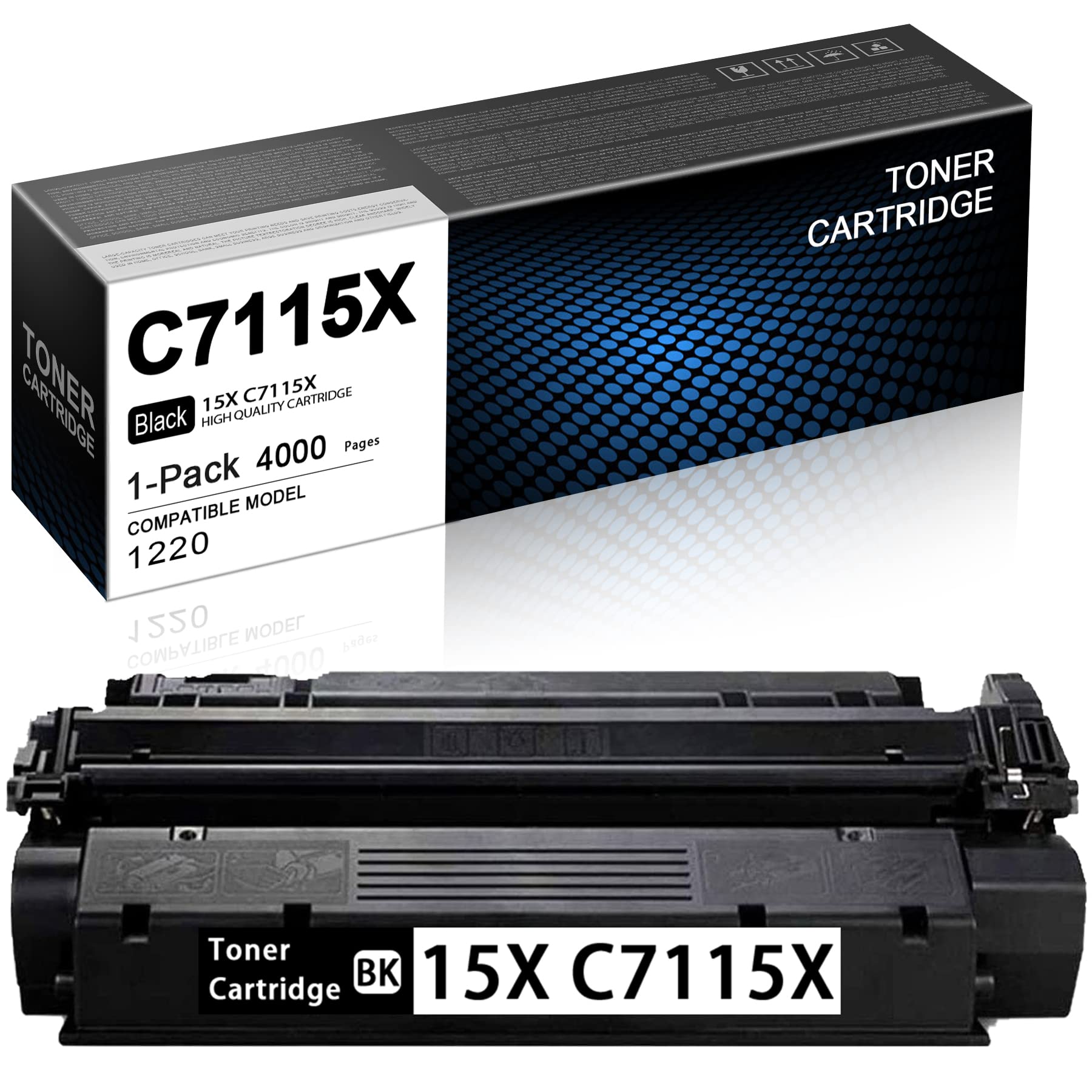 Ferruprint Black 15X C7115X Toner Cartridge - Compatible Replacement for HP LaserJet 1220 Printer (1-Pack) | High-Yield Printing for Office Documents, Reports & Home Use
