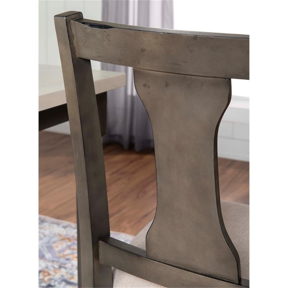 Pemberly Row Transitional Wood Dining Chairs Set of 2 - Gray Upholstered Side Chairs for Kitchen, Dining Room & Office - Comfortable Modern Accent Chairs